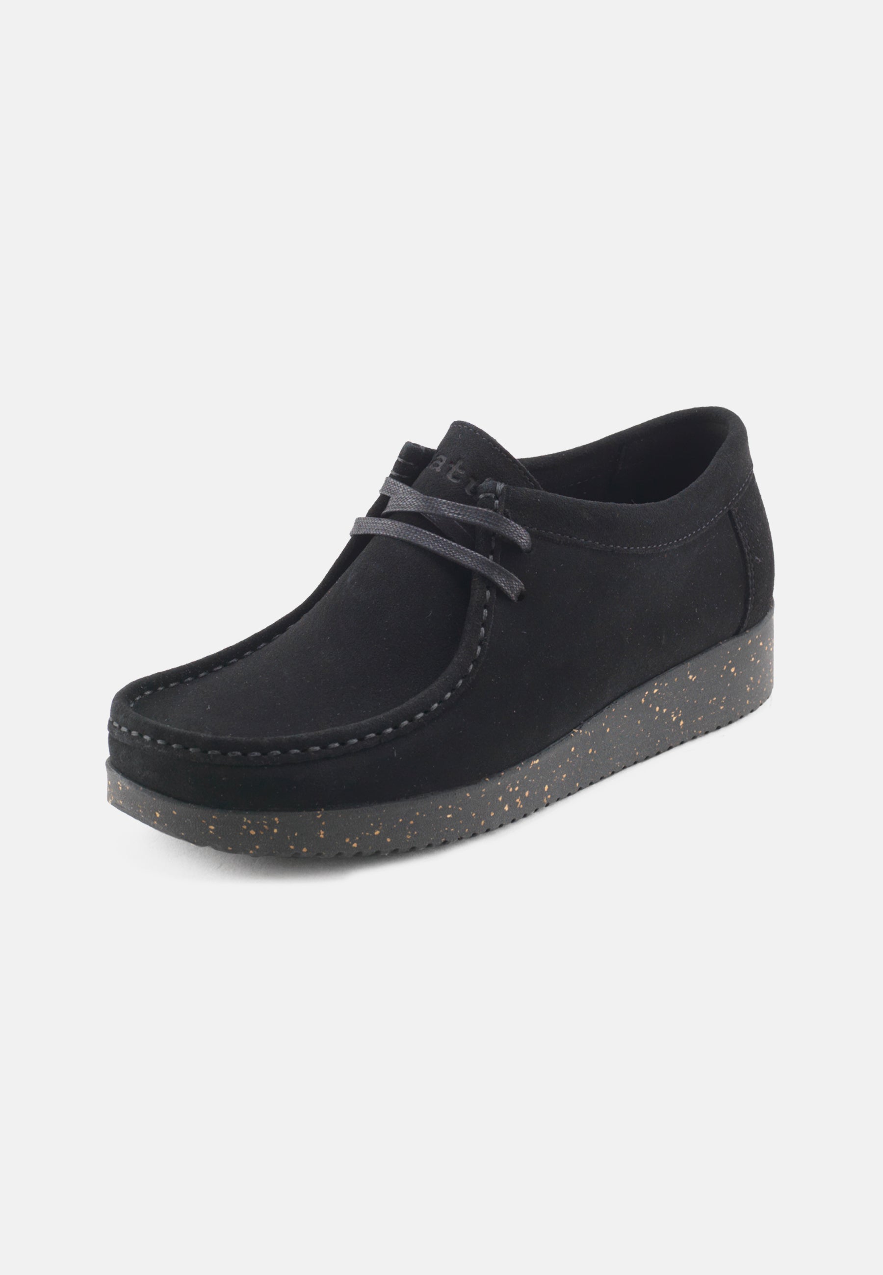 Nature Footwear Alba snøresko Suede læder farve Sort med naturgummisål