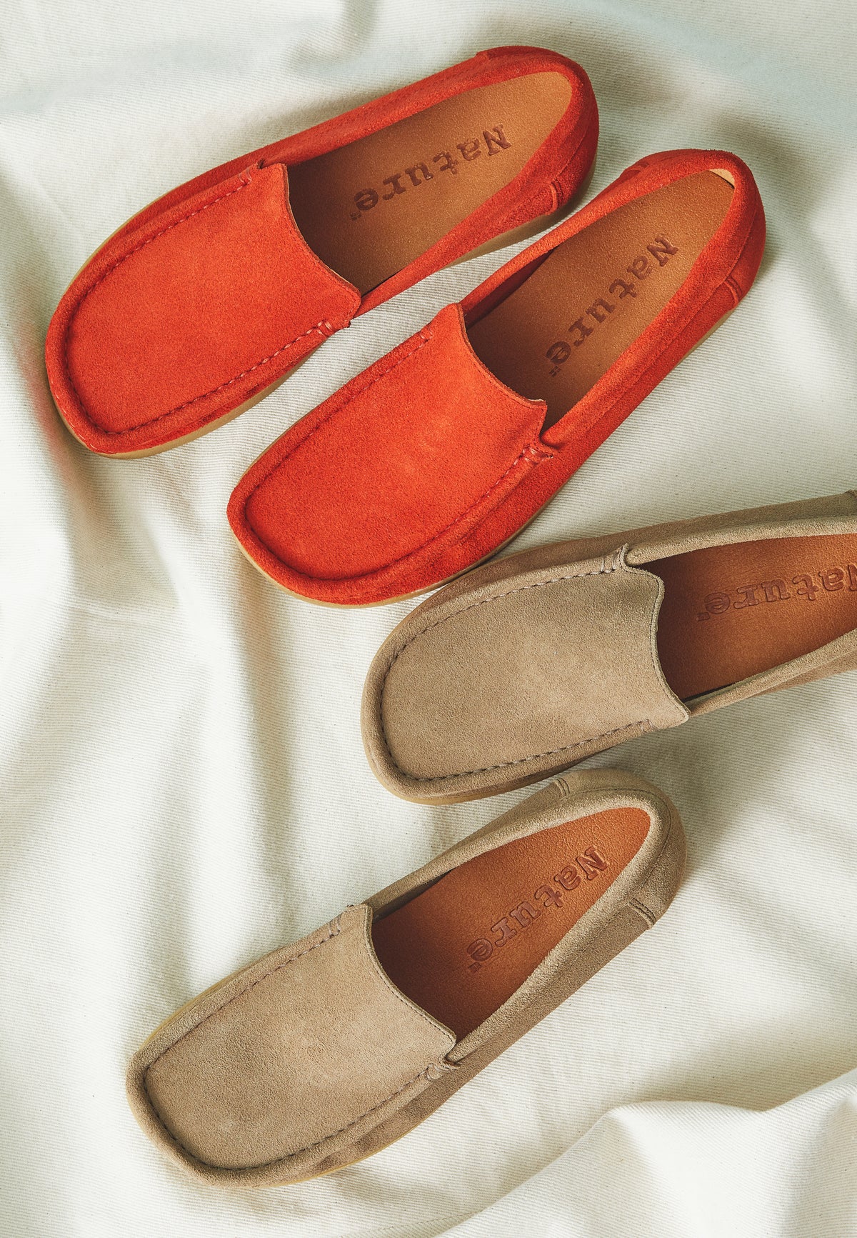 Nature Footwear Elin Loafer Suede Slip on 023 Orange