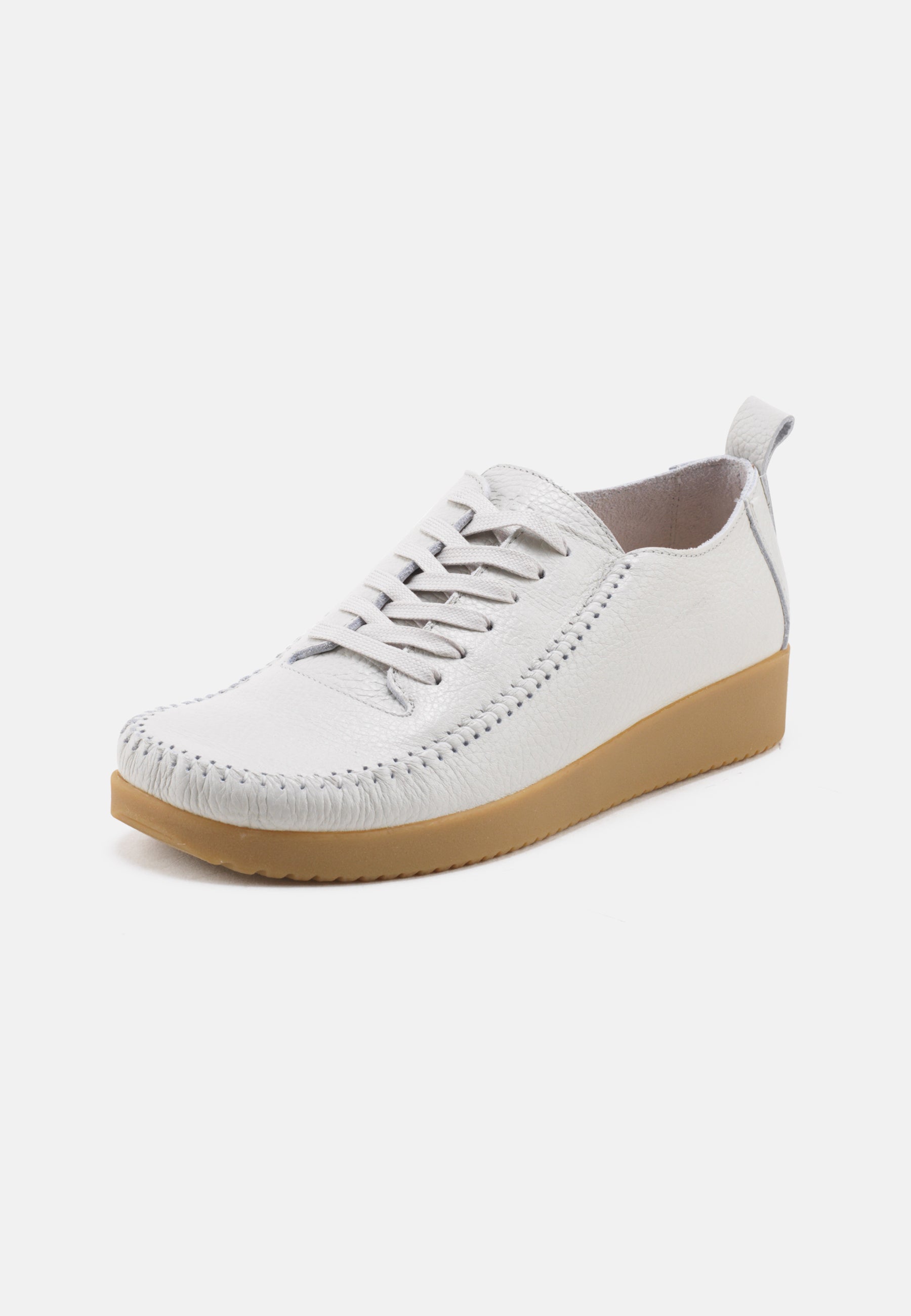 Nature Footwear Elly Snøresko Læder I farve Off White med ydersål af naturgummi