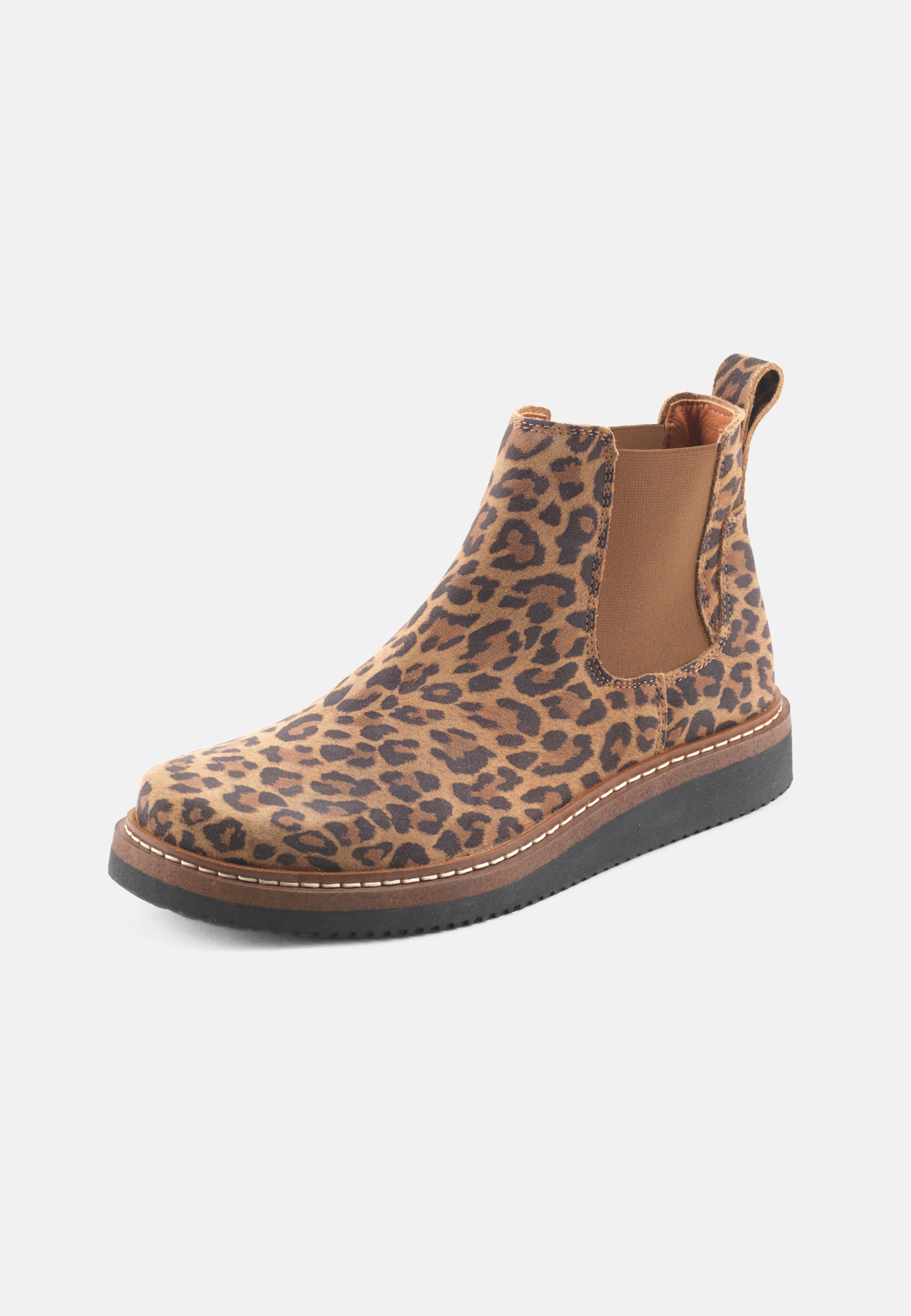Nature Footwear Gry Støvle med elastik I sidderne Suede læder med Leopard print og ydersål af naturgummi med læderrand