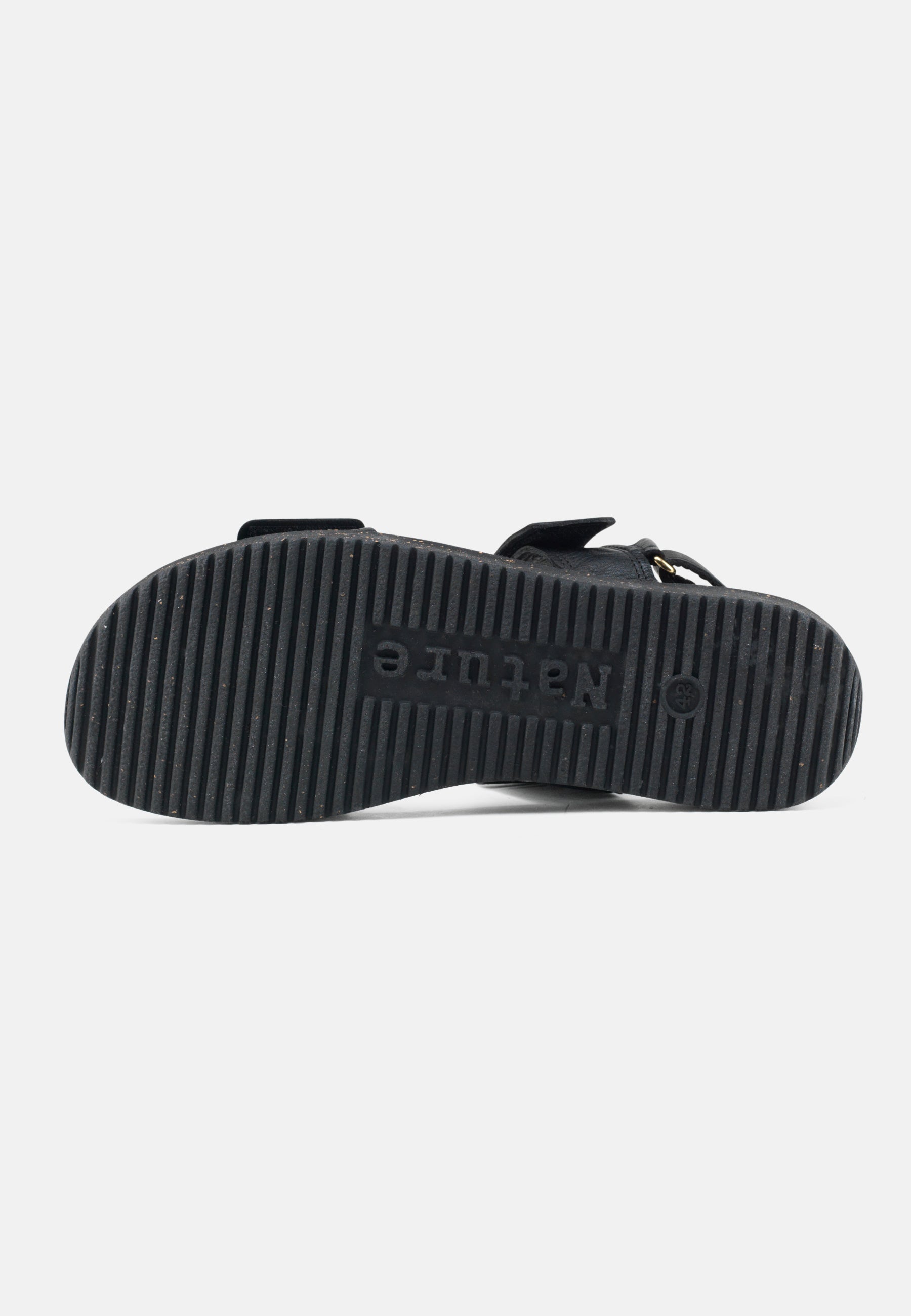 Nature Footwear Karen Sandal Læder farve sort med naturgummisål med korkrester