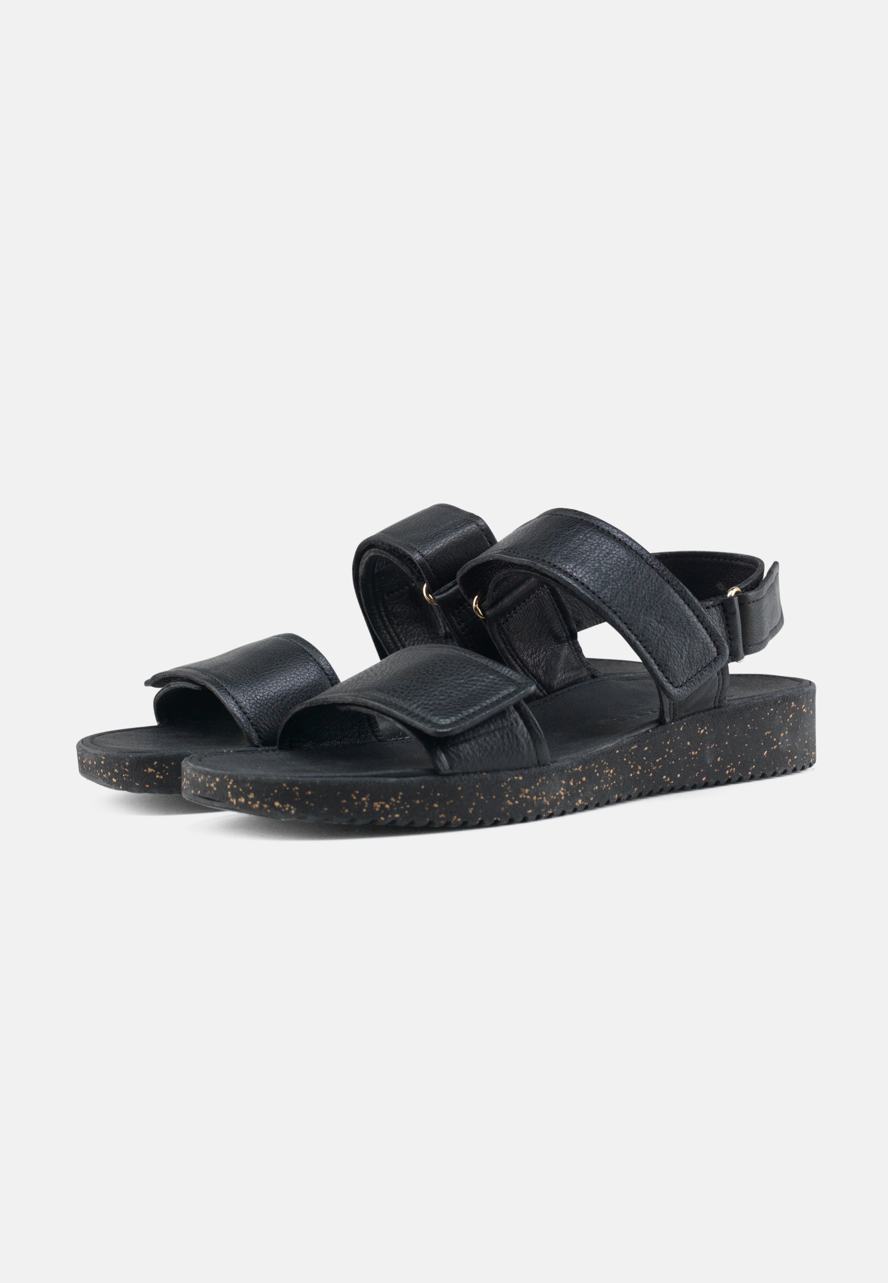 Nature Footwear Karen Sandal Læder farve sort med naturgummisål med korkrester