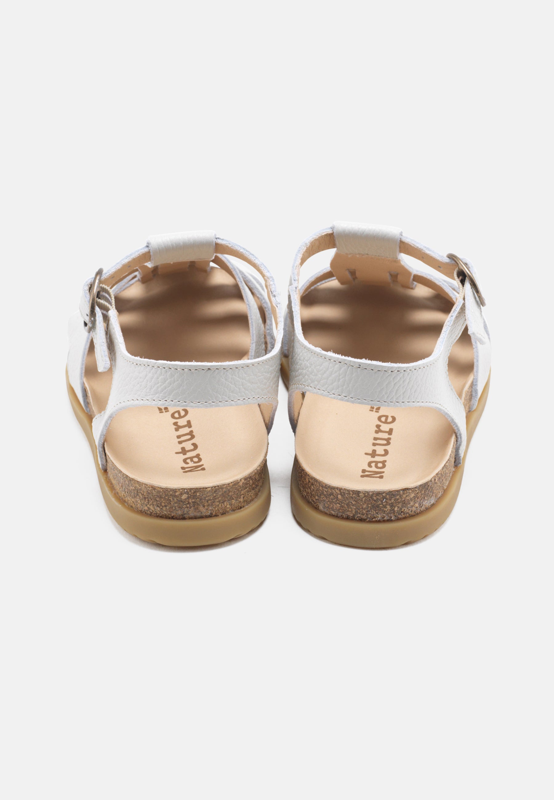 Nature Footwear Malene Fisherman Sandal Læder farve Off white med kork fodseng og ydersål af naturgummi