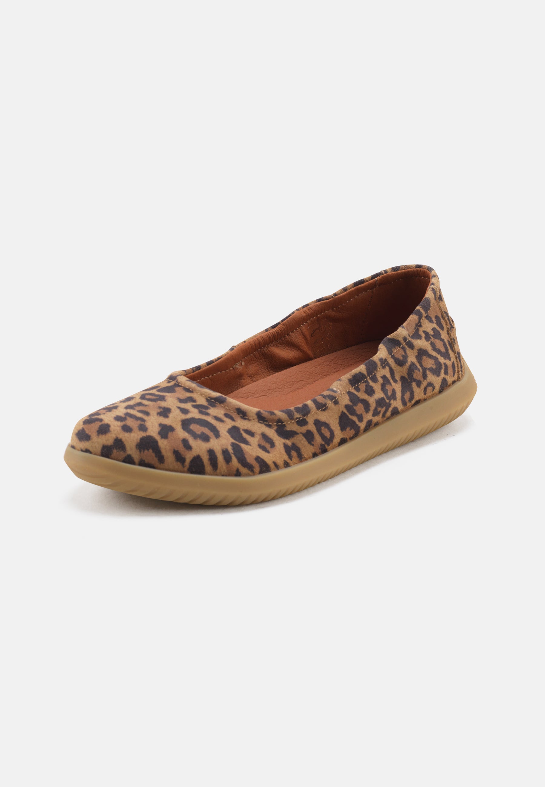 Nature Footwear Marie Ballerina Suede læder med Leopard print og naturgummisål
