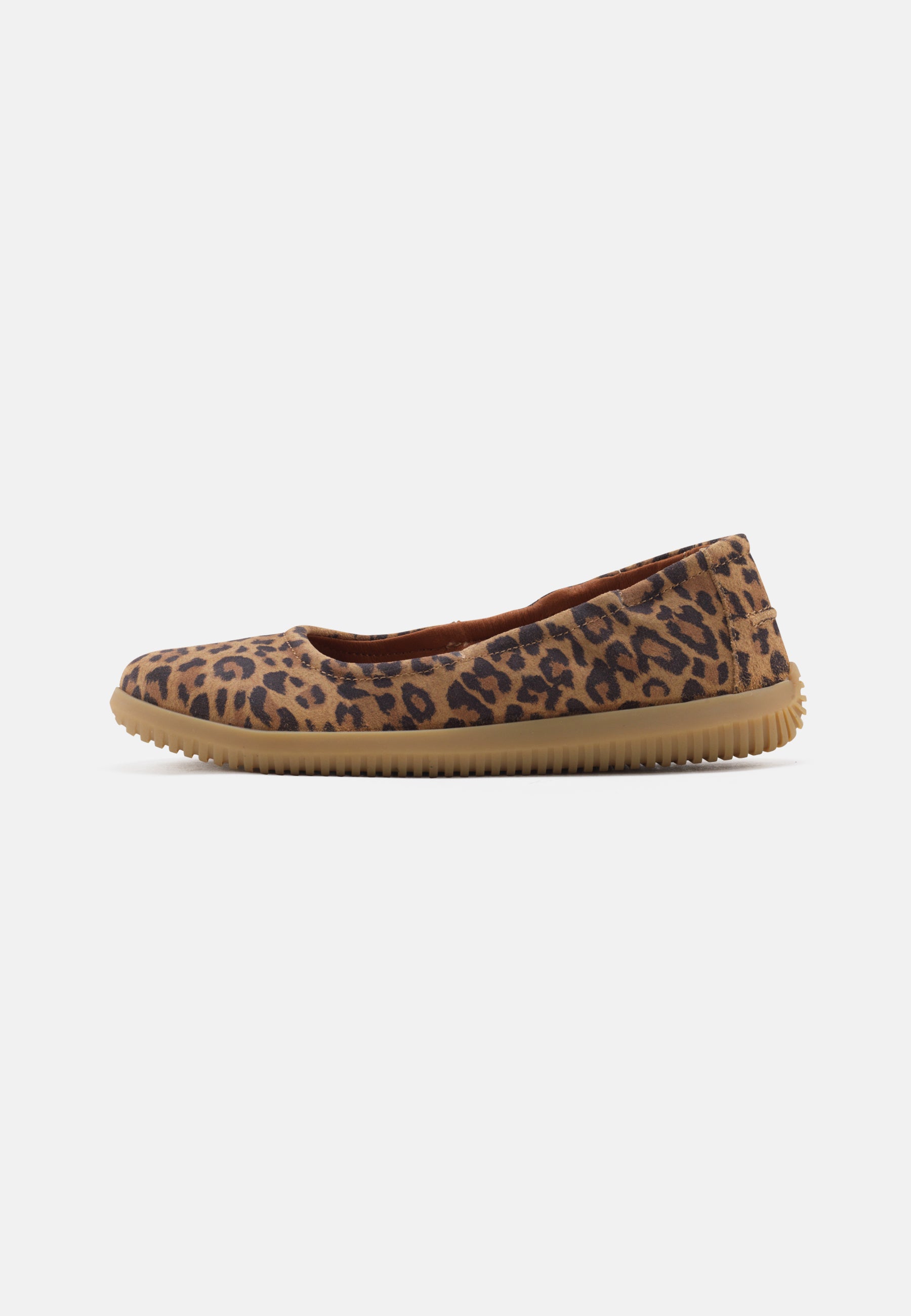 Nature Footwear Marie Ballerina Suede læder med Leopard print og naturgummisål