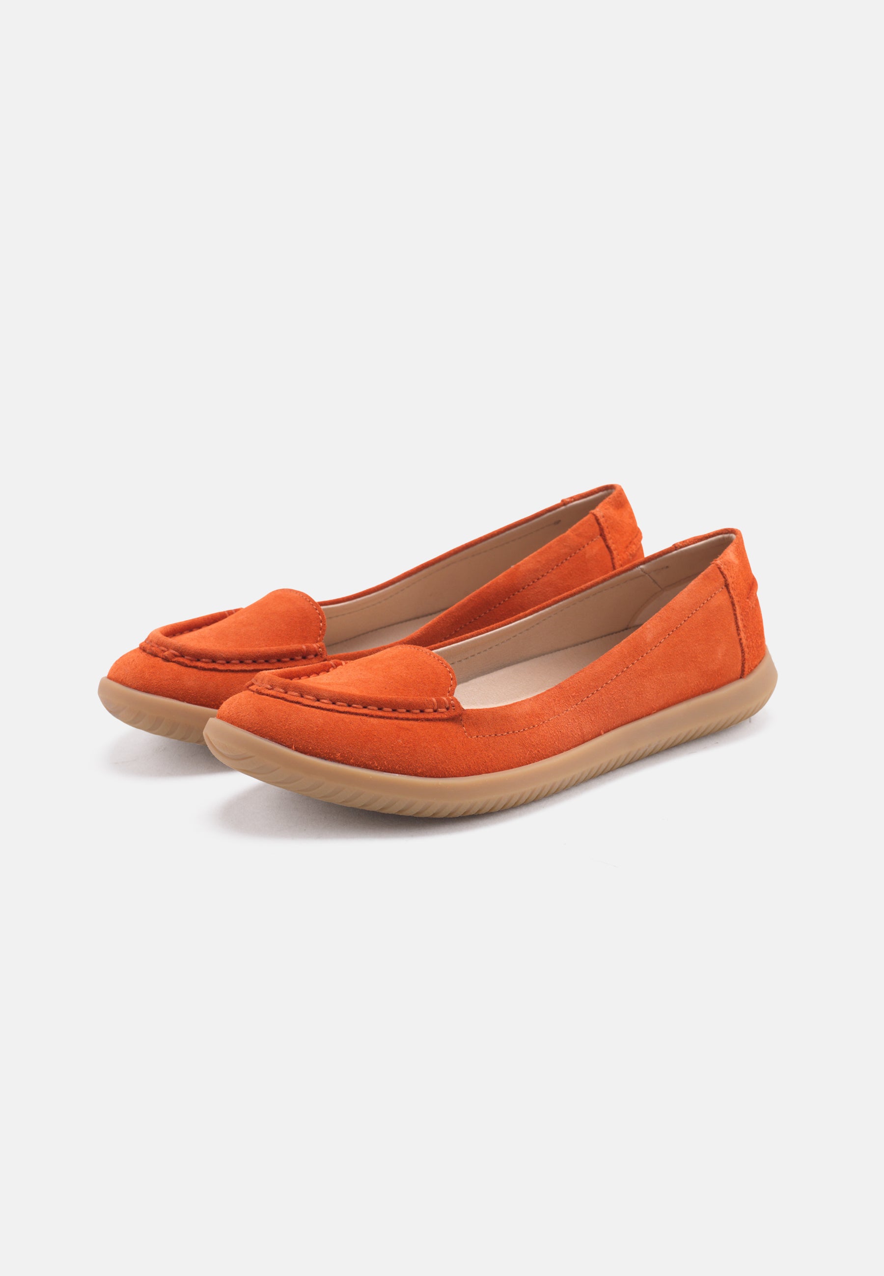 Nature Footwear Tina Loafer Suede læder farve Orange med udtagelig indlægssål og ydersål af naturgummi