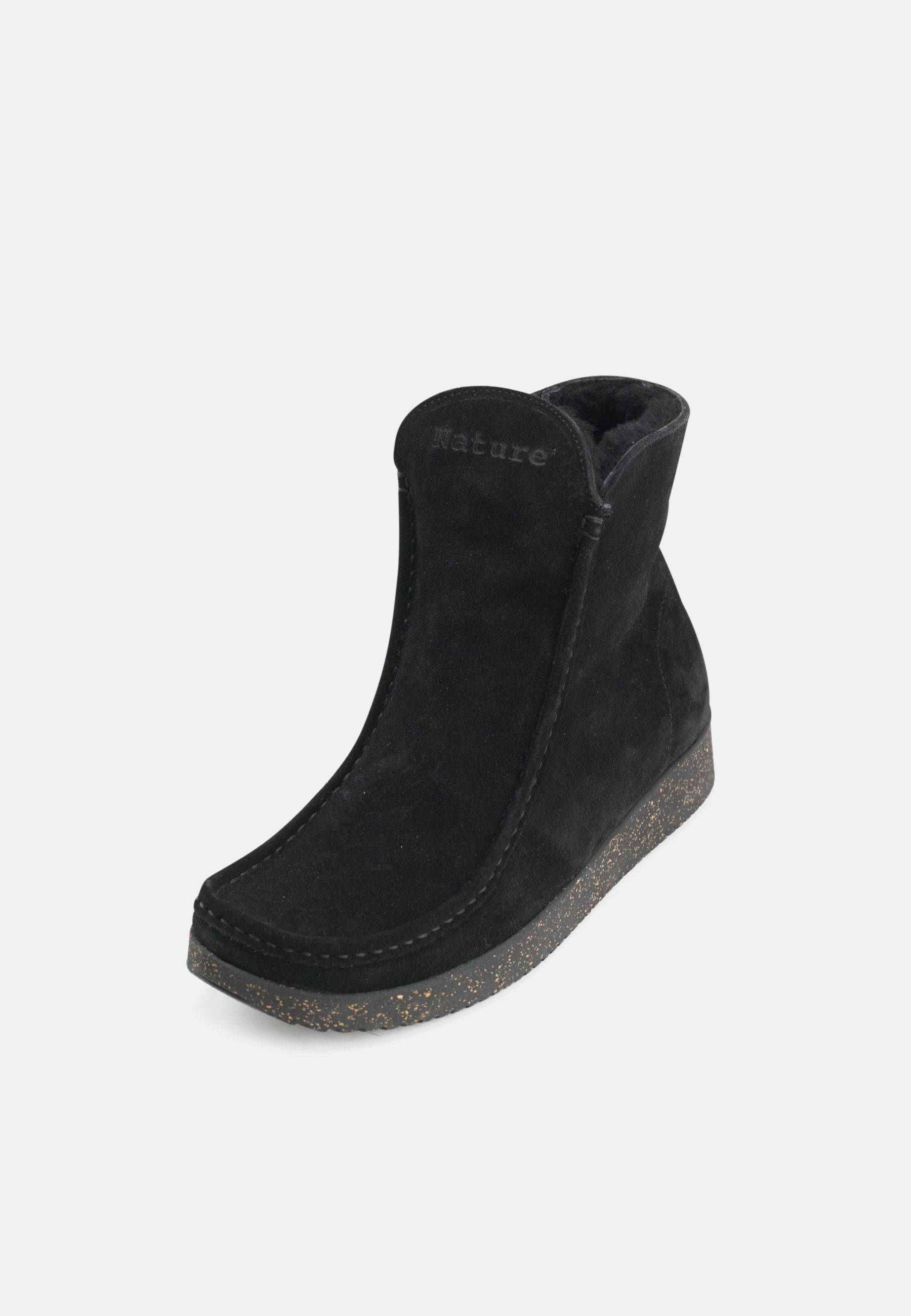 Nanna Varmforet Støvle Suede - Black - Nature Footwear