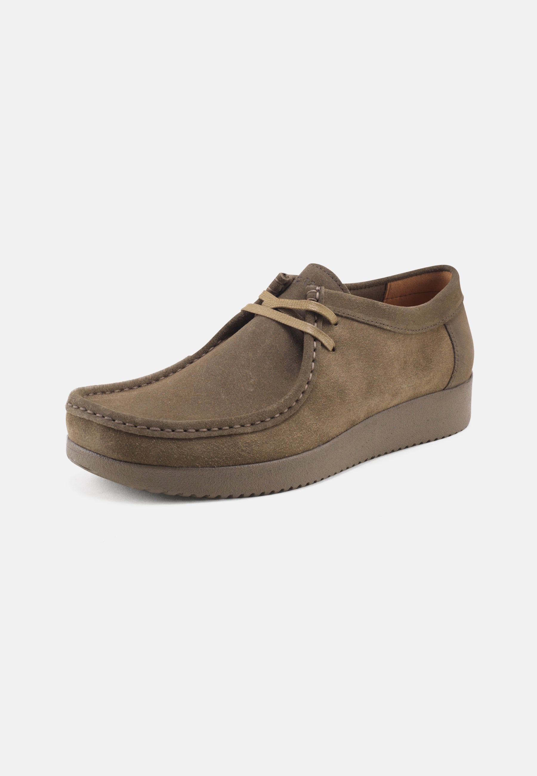 Nature Footwear Adam Snøresko Suede Læder farve Olive med matchende sål i PU