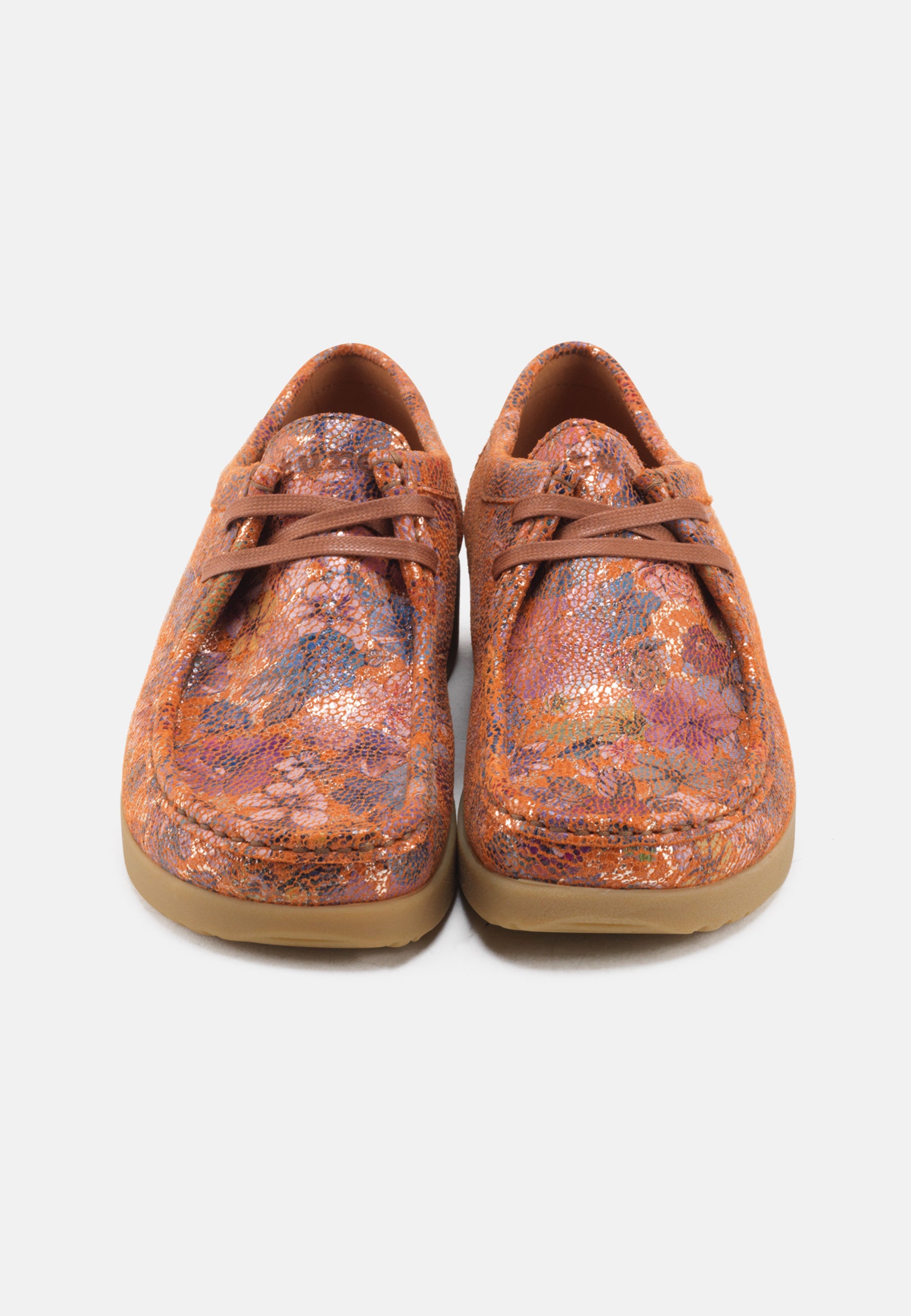 Nature Footwear Alba snøresko Metallic læder med blomsterprint og ydersål af naturgummi