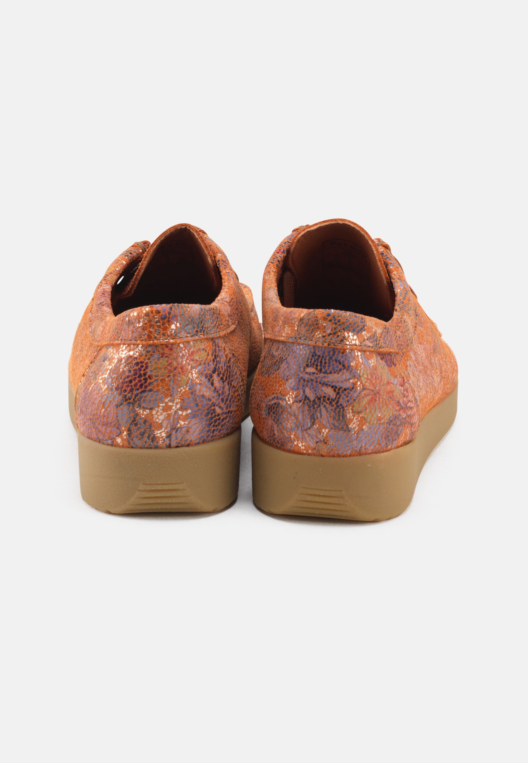 Nature Footwear Alba snøresko Metallic læder med blomsterprint og ydersål af naturgummi