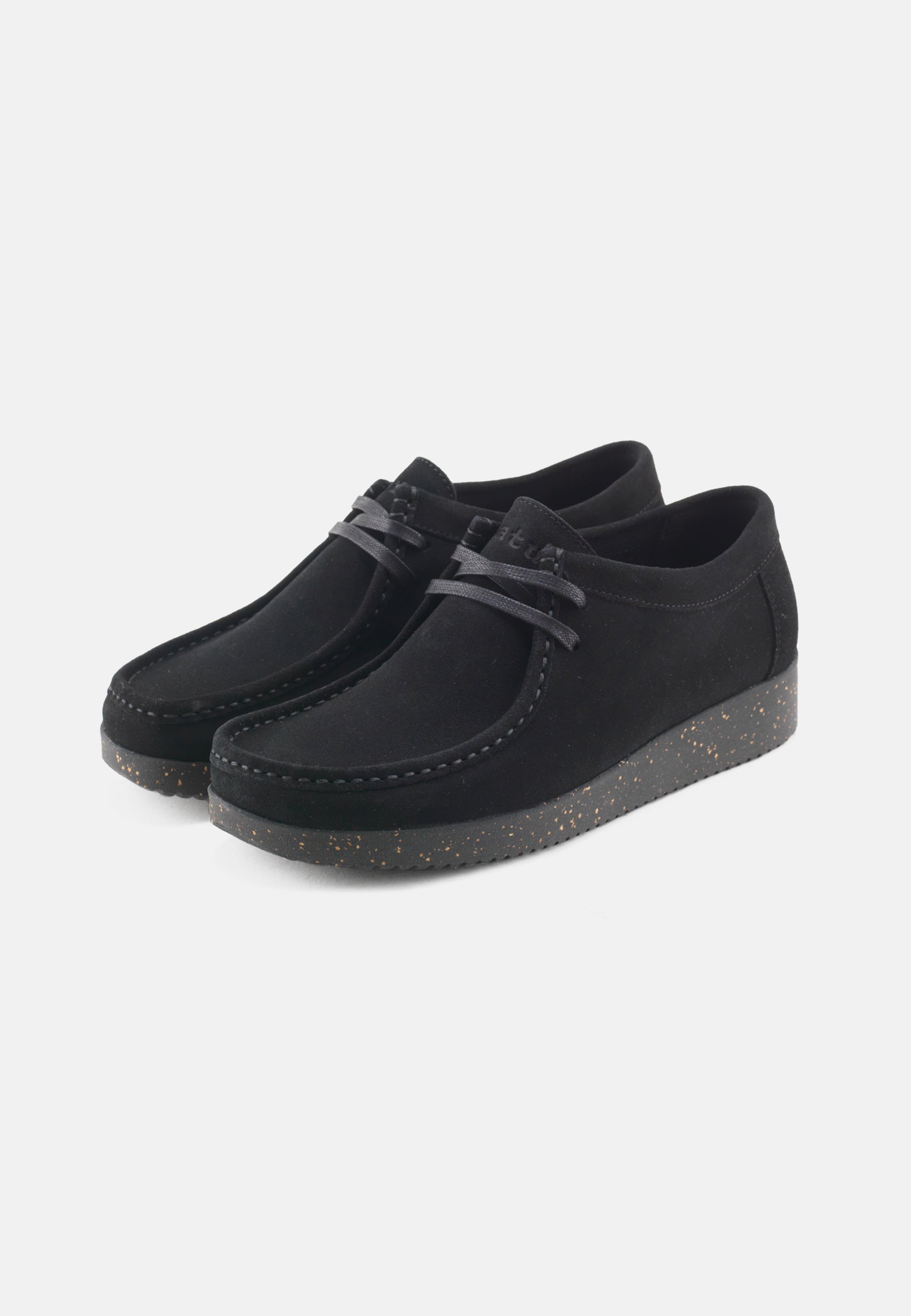 Nature Footwear Alba snøresko Suede læder farve Sort med naturgummisål