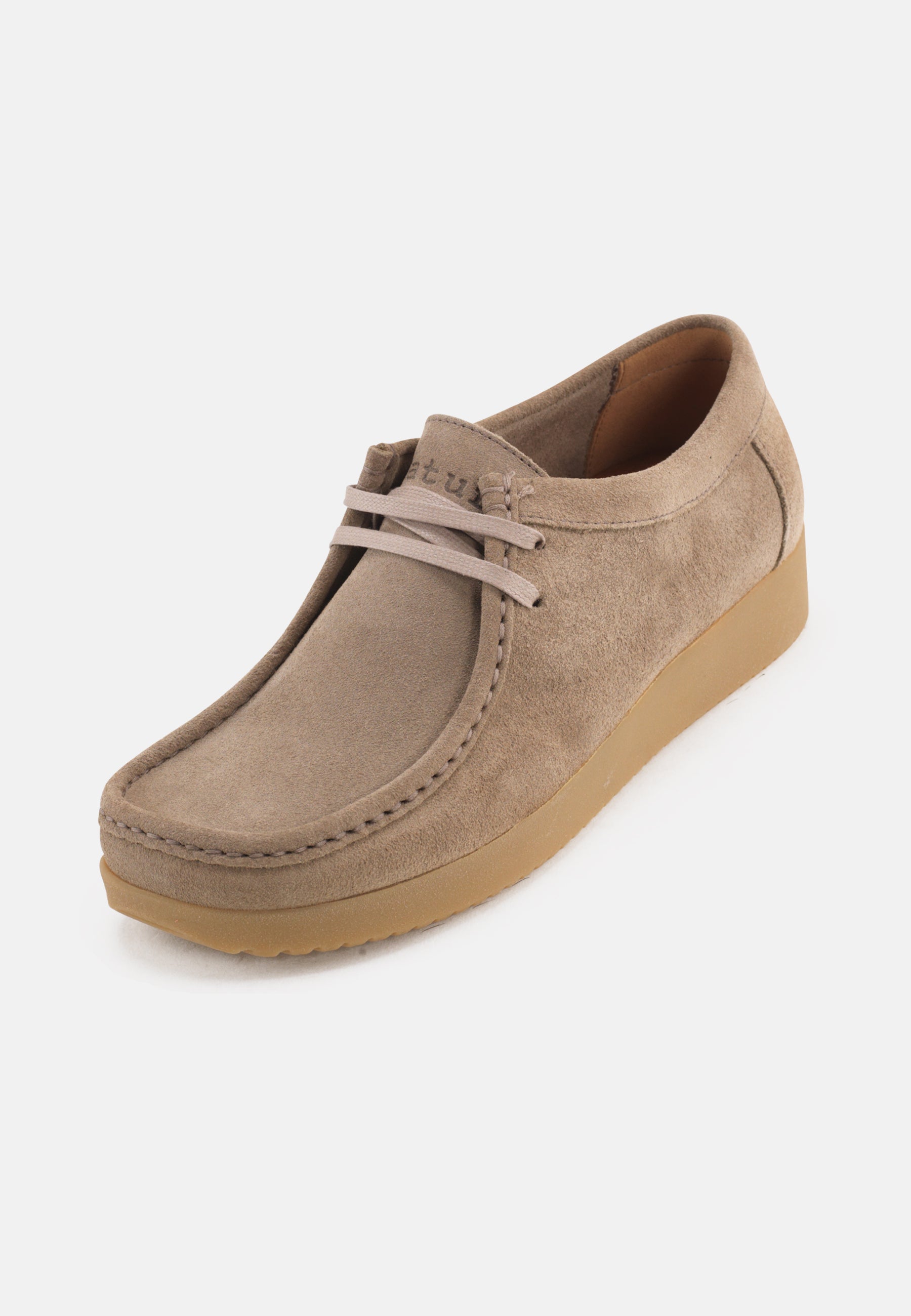 Nature Footwear Alba snøresko Suede læder farve Moonrock med naturgummisål