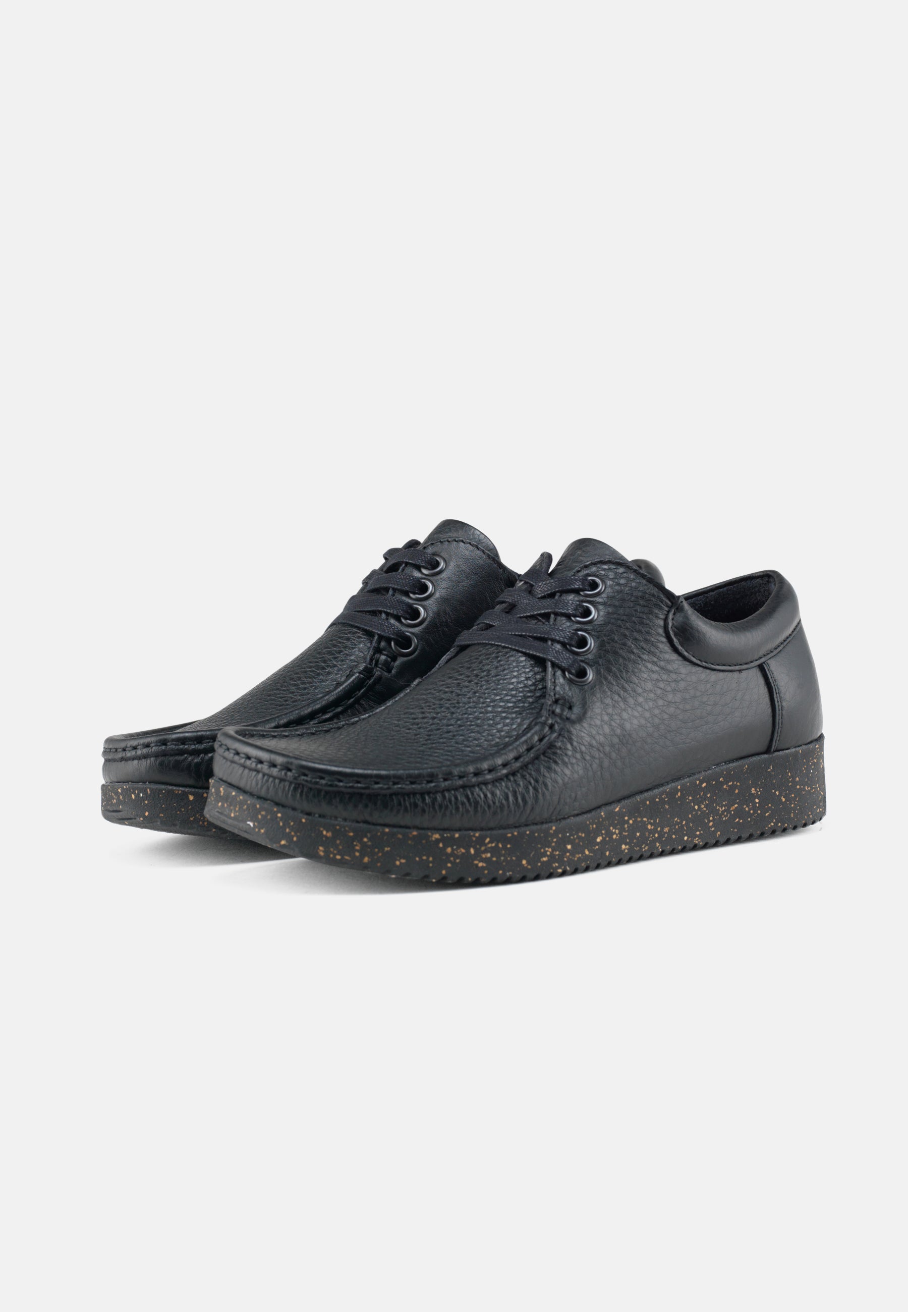 Nature Footwear Anna snøresko læder i sort med ydersål af naturgummi