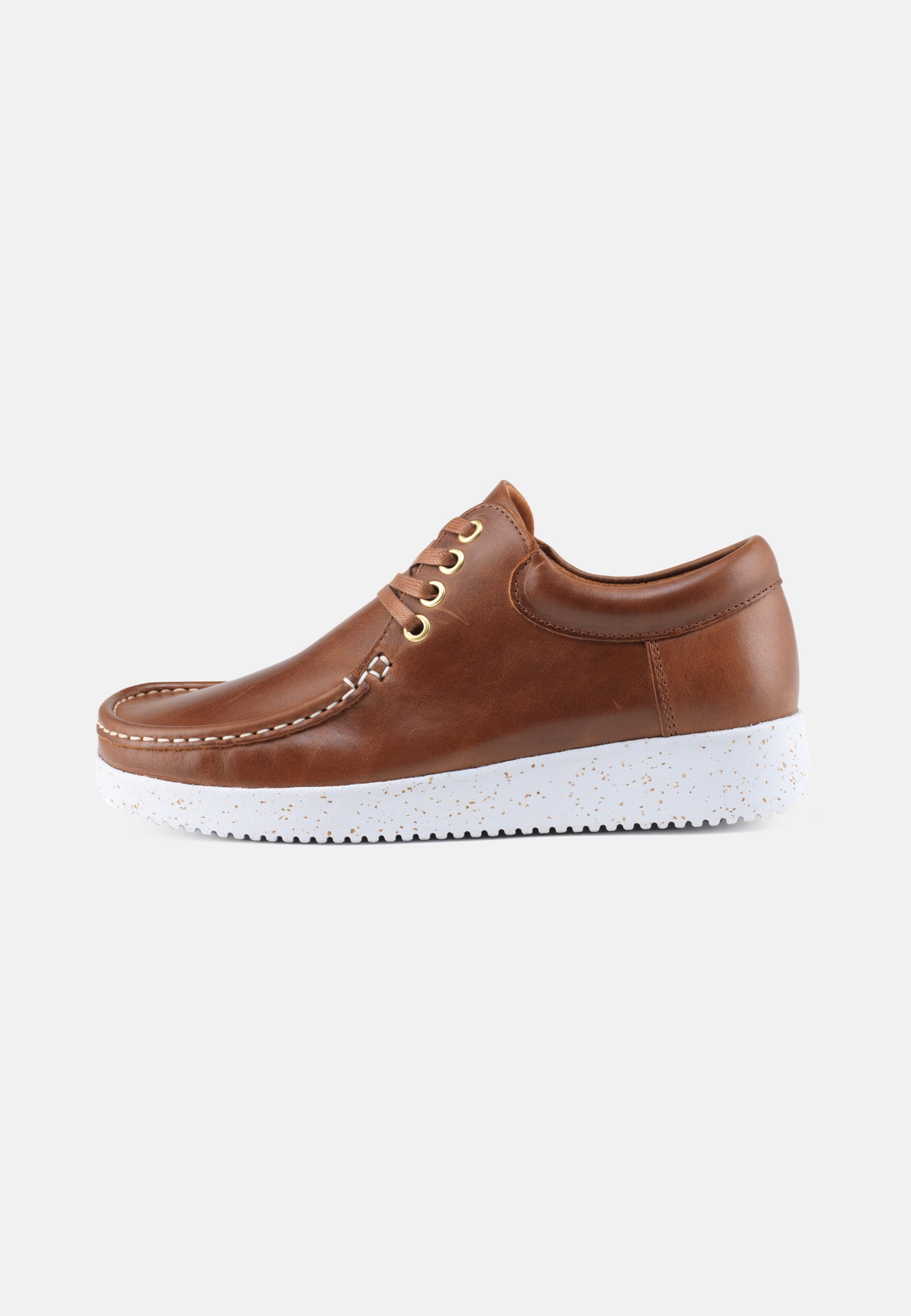 Nature Footwear Anna snøresko læder i farve Tobacco med ydersål af hvid naturgummi