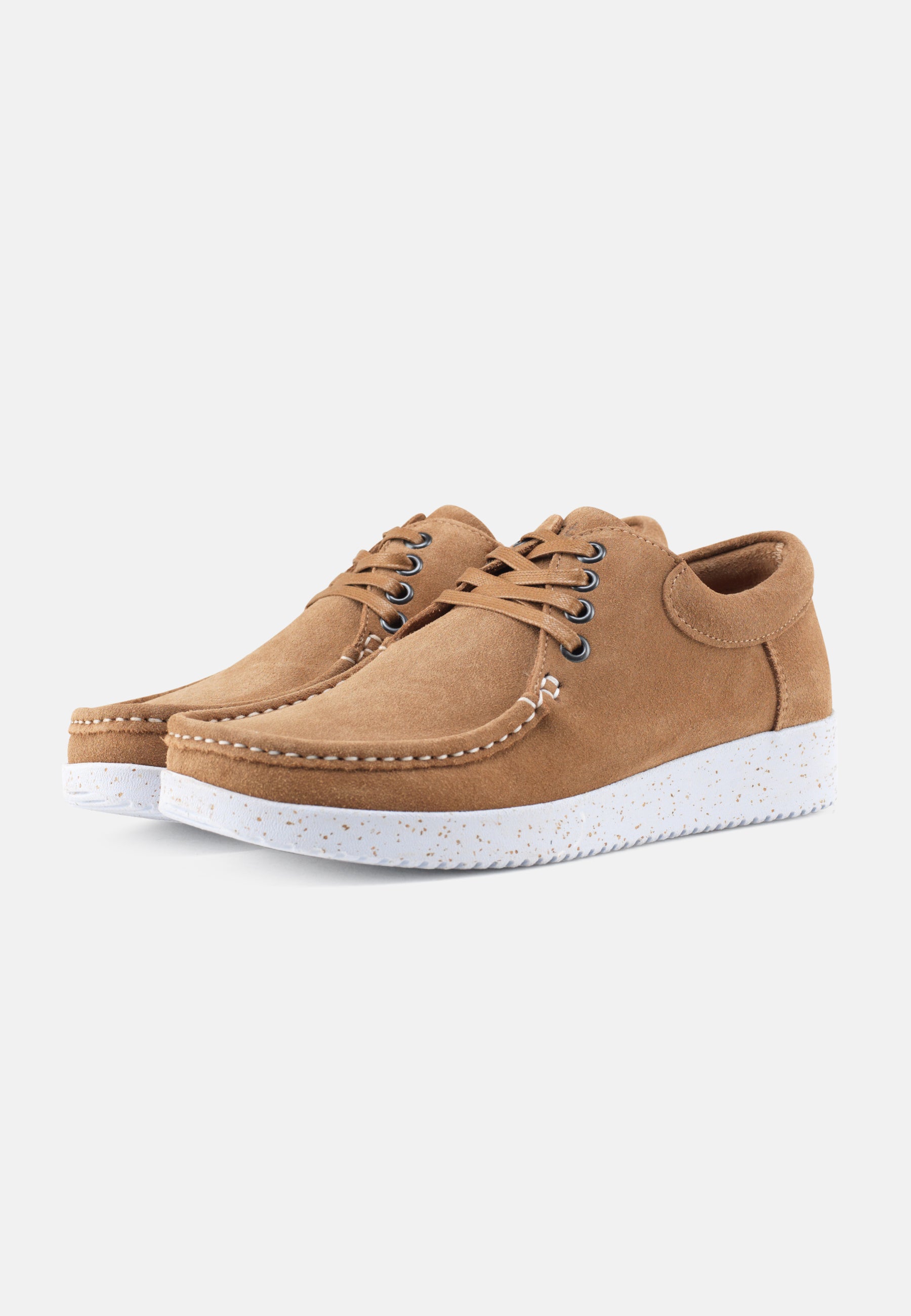 Nature Footwear Anna snøresko Suede læder farve Toffee med hvid naturgummisål