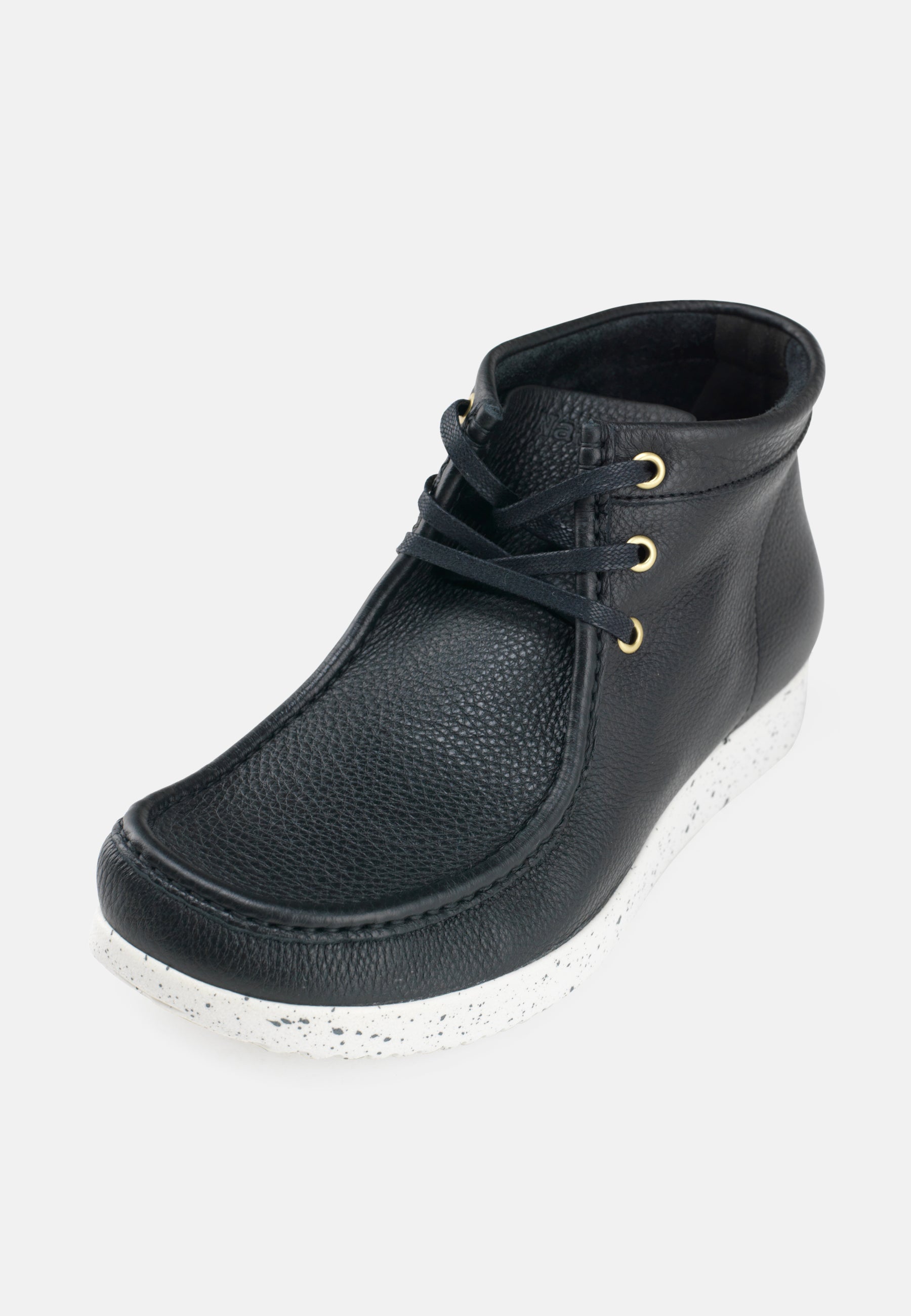 Nature Footwear Anton Snørestøvle Læder farve Black med sål i hvid PU 