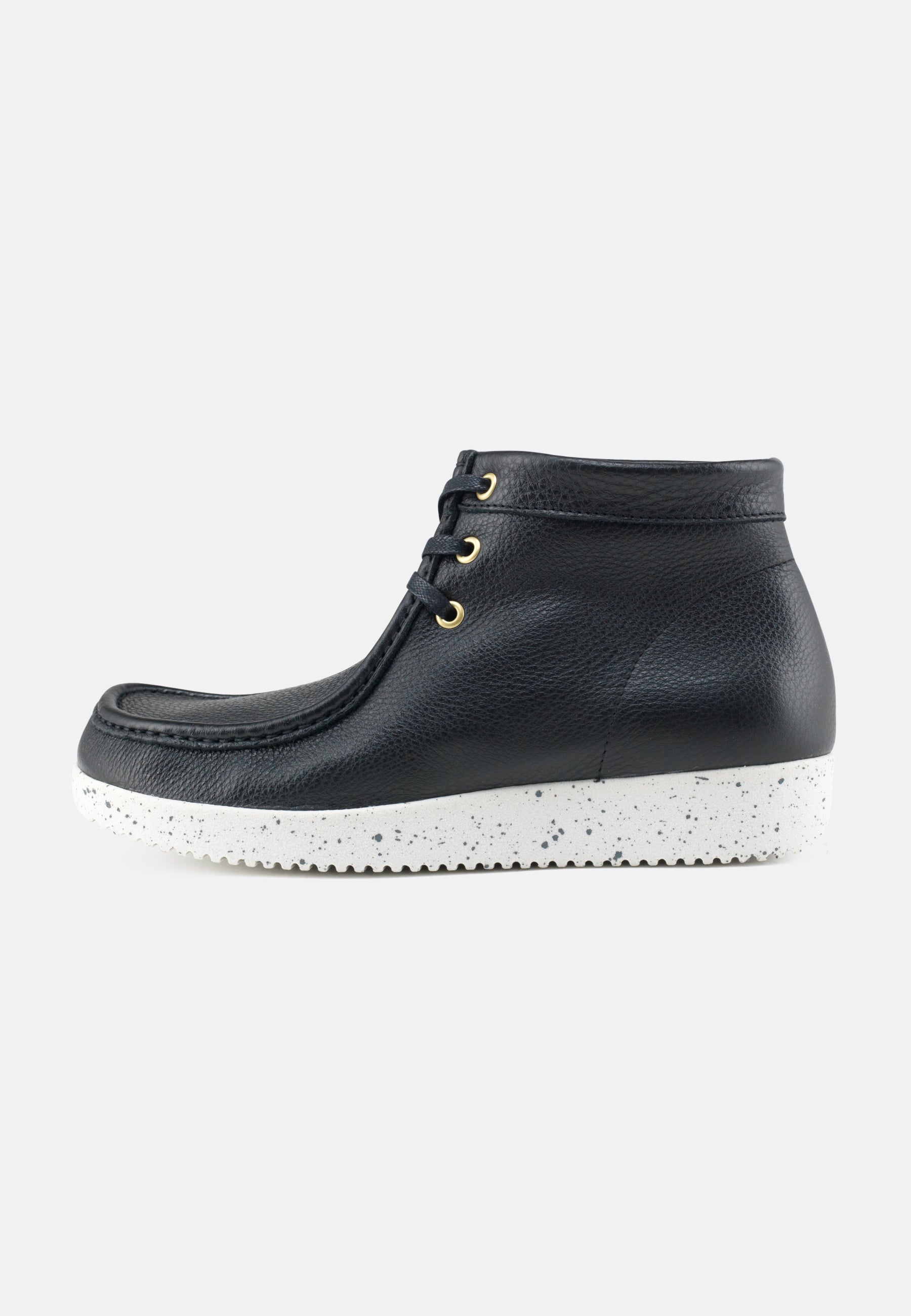 Nature Footwear Anton Snørestøvle Læder farve Black med sål i hvid PU 