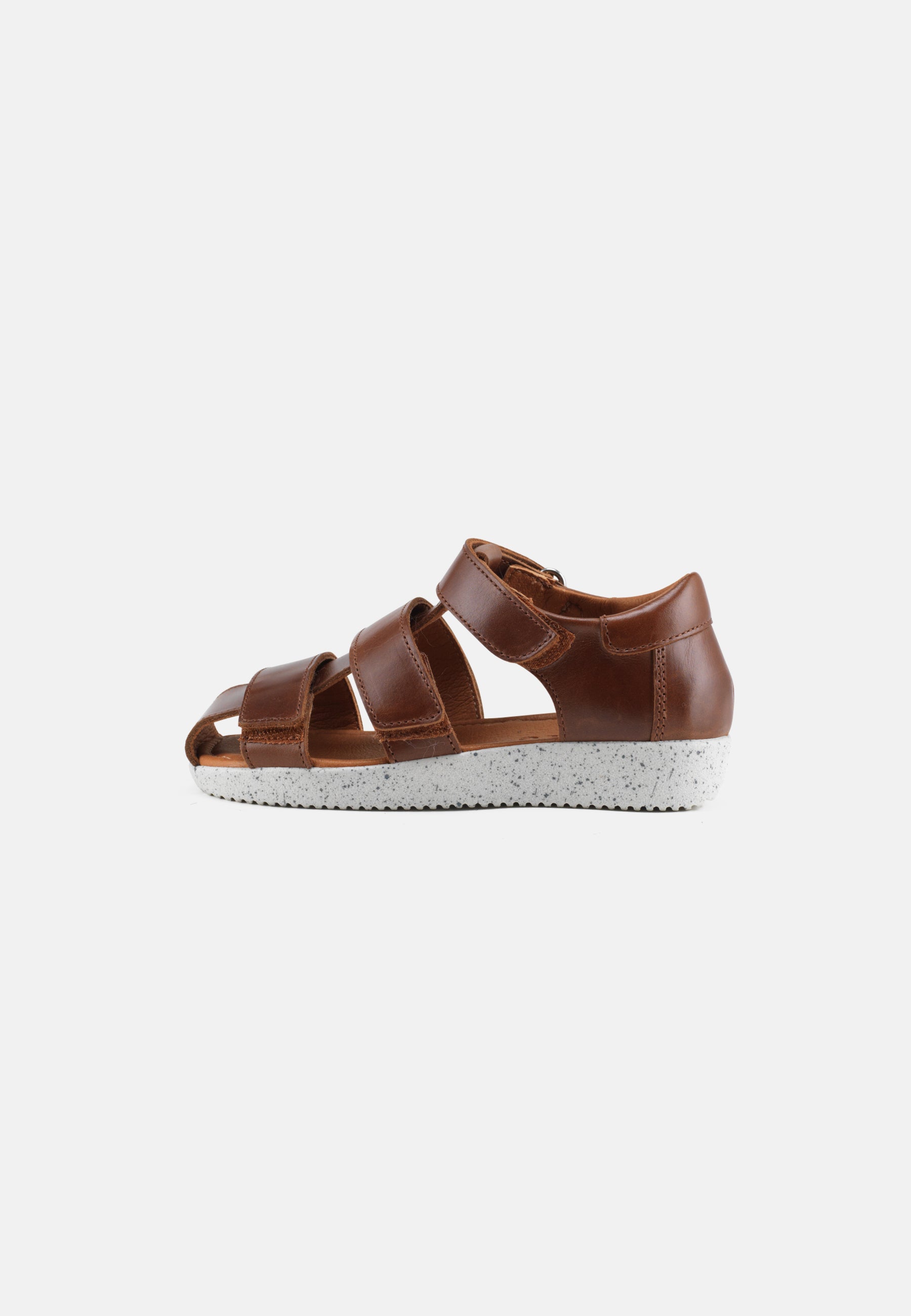 Nature Footwear Birk børnesandal i skind farve Tobacco med justerbare remme og hvid PU sål