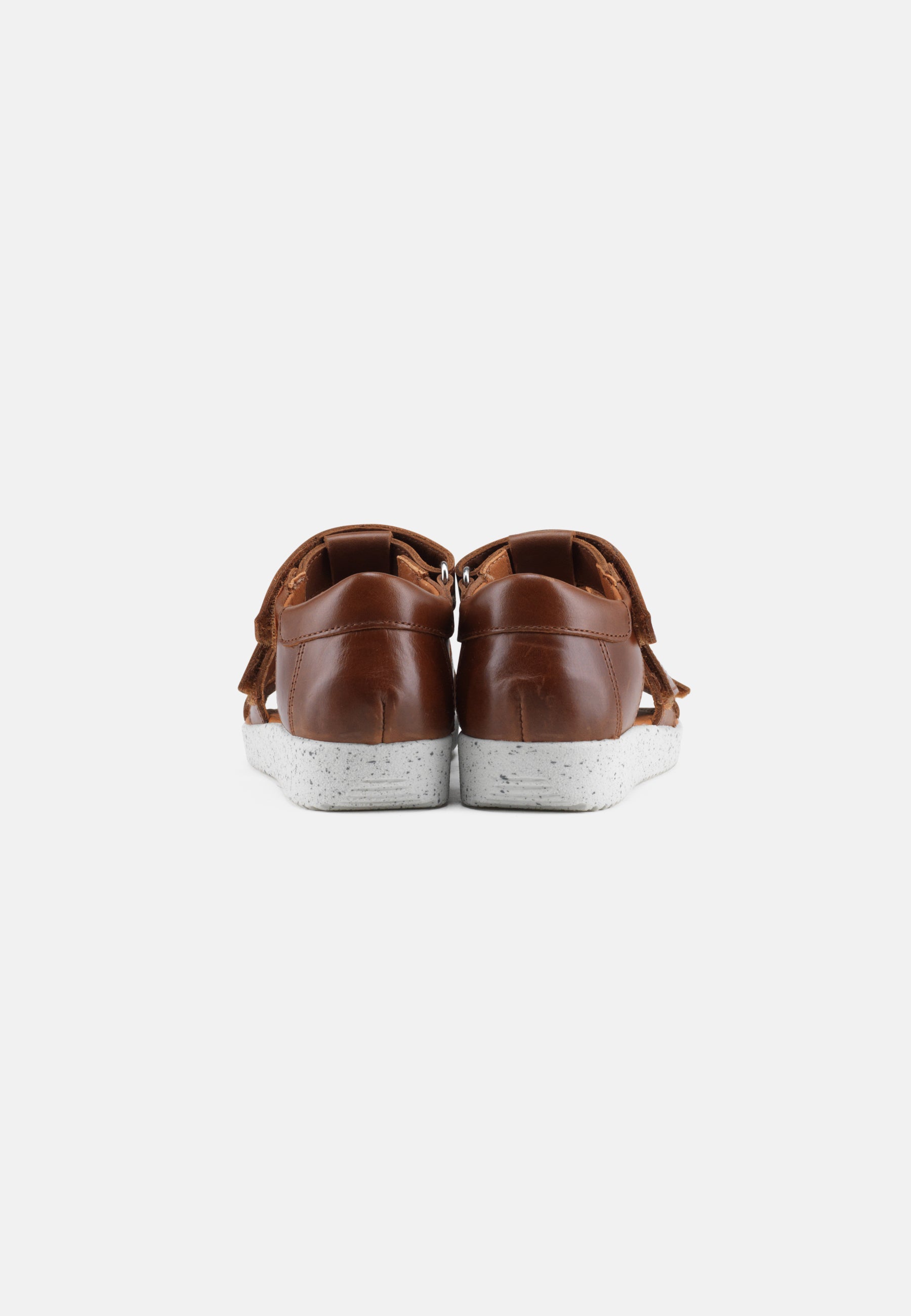 Nature Footwear Birk børnesandal i skind farve Tobacco med justerbare remme og hvid PU sål