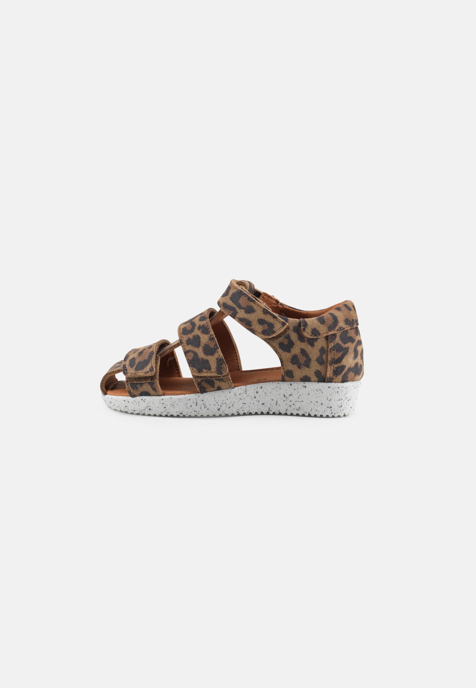 Nature Footwear Birk børnesandal i Suede skind med Leopardprint  med justerbare remme og hvid PU sål