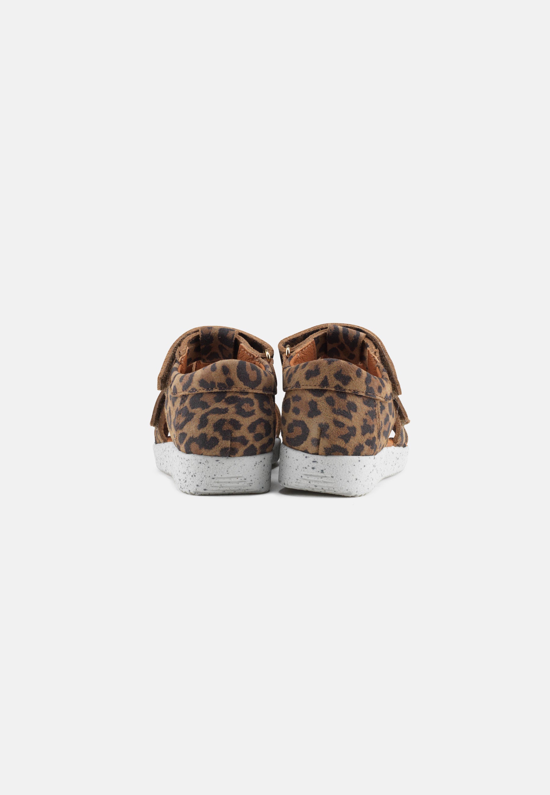 Nature Footwear Birk børnesandal i Suede skind med Leopardprint  med justerbare remme og hvid PU sål
