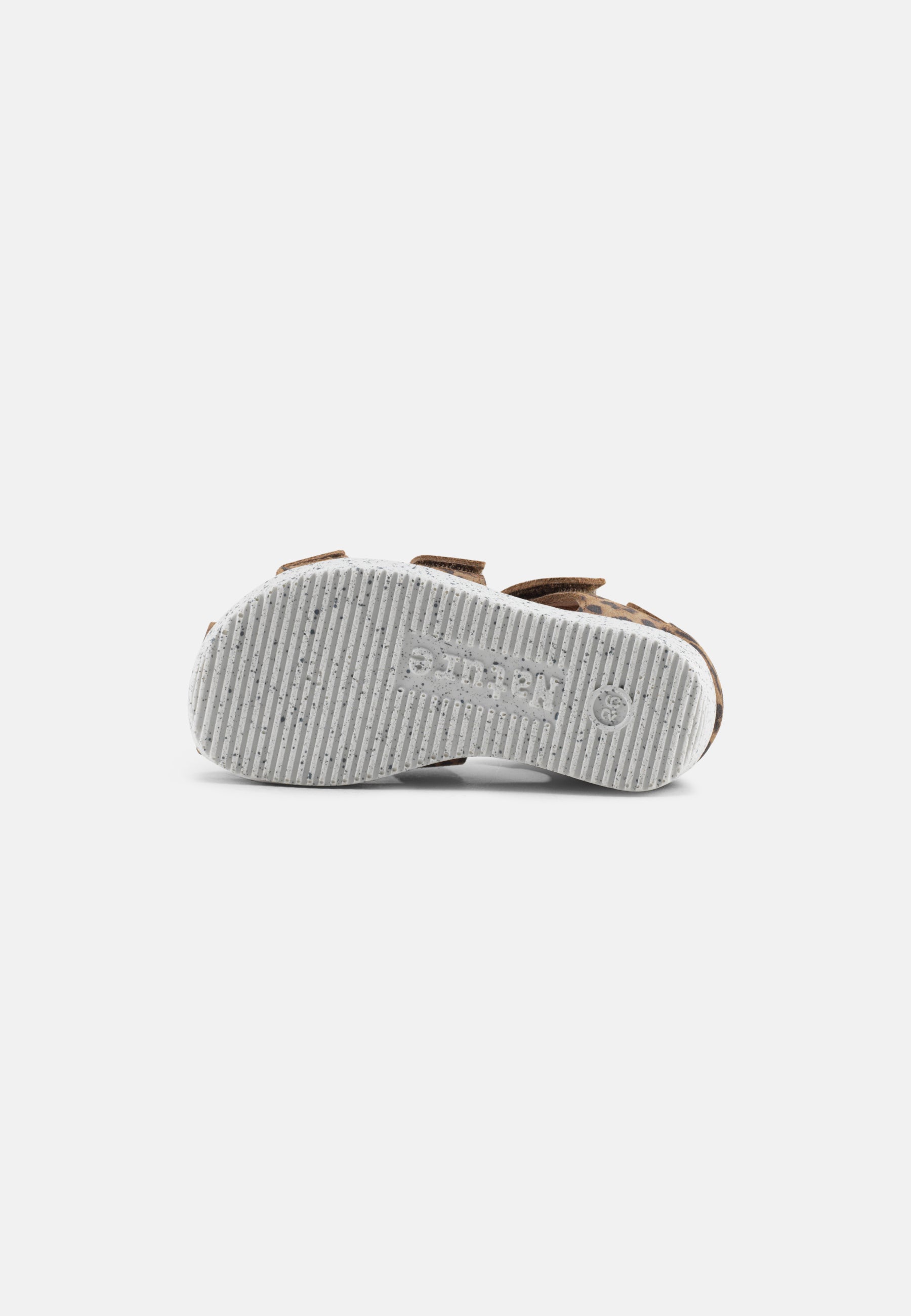 Nature Footwear Birk børnesandal i Suede skind med Leopardprint  med justerbare remme og hvid PU sål