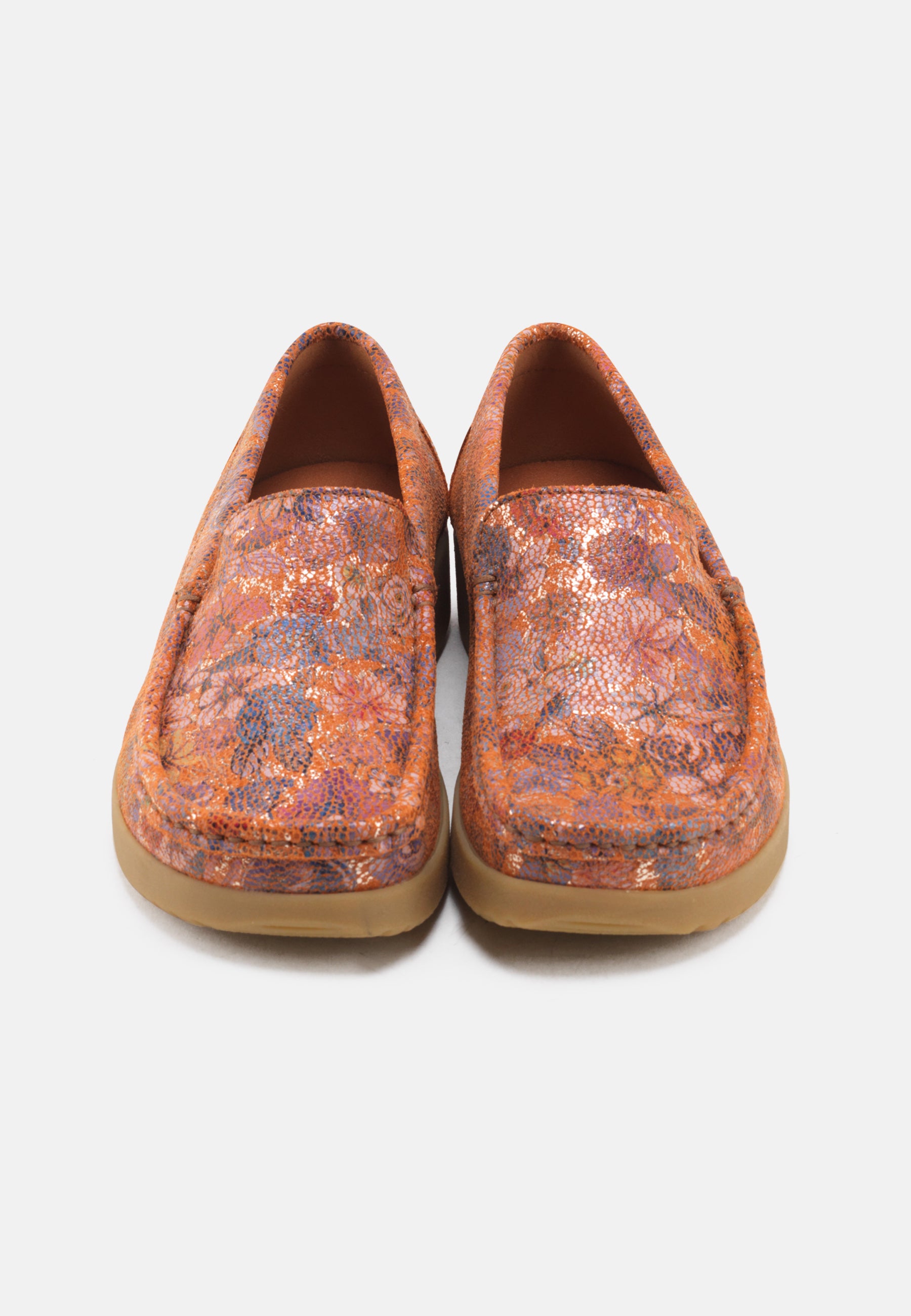 Nature Footwear Elin Loafer Metallic læder med blomsterprint og ydersål af naturgummi