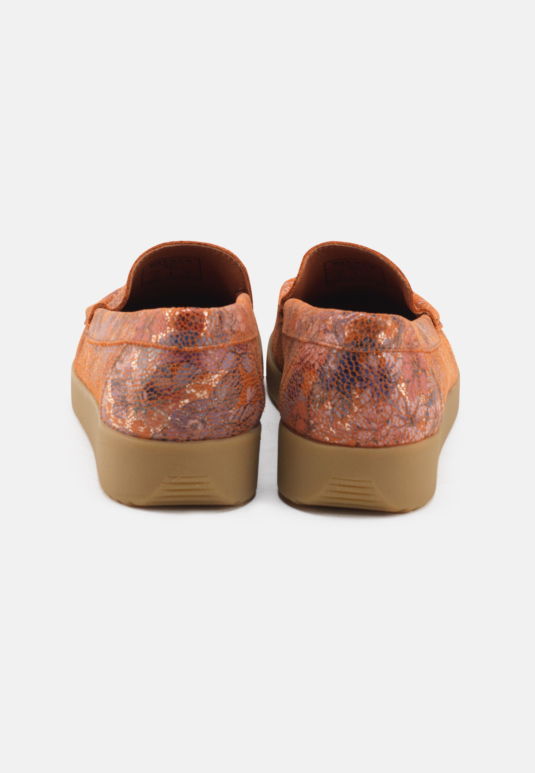 Nature Footwear Elin Loafer Metallic læder med blomsterprint og ydersål af naturgummi