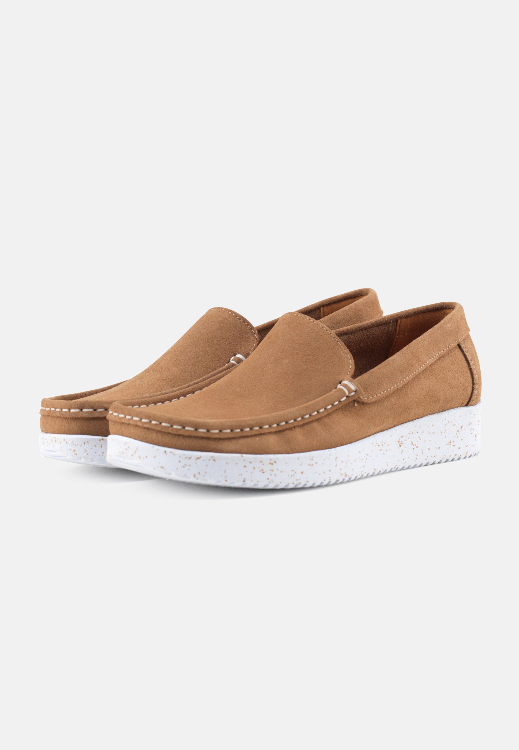 Nature Footwear Elin Loafer Suede læder i Brun  med hvid naturgummisål