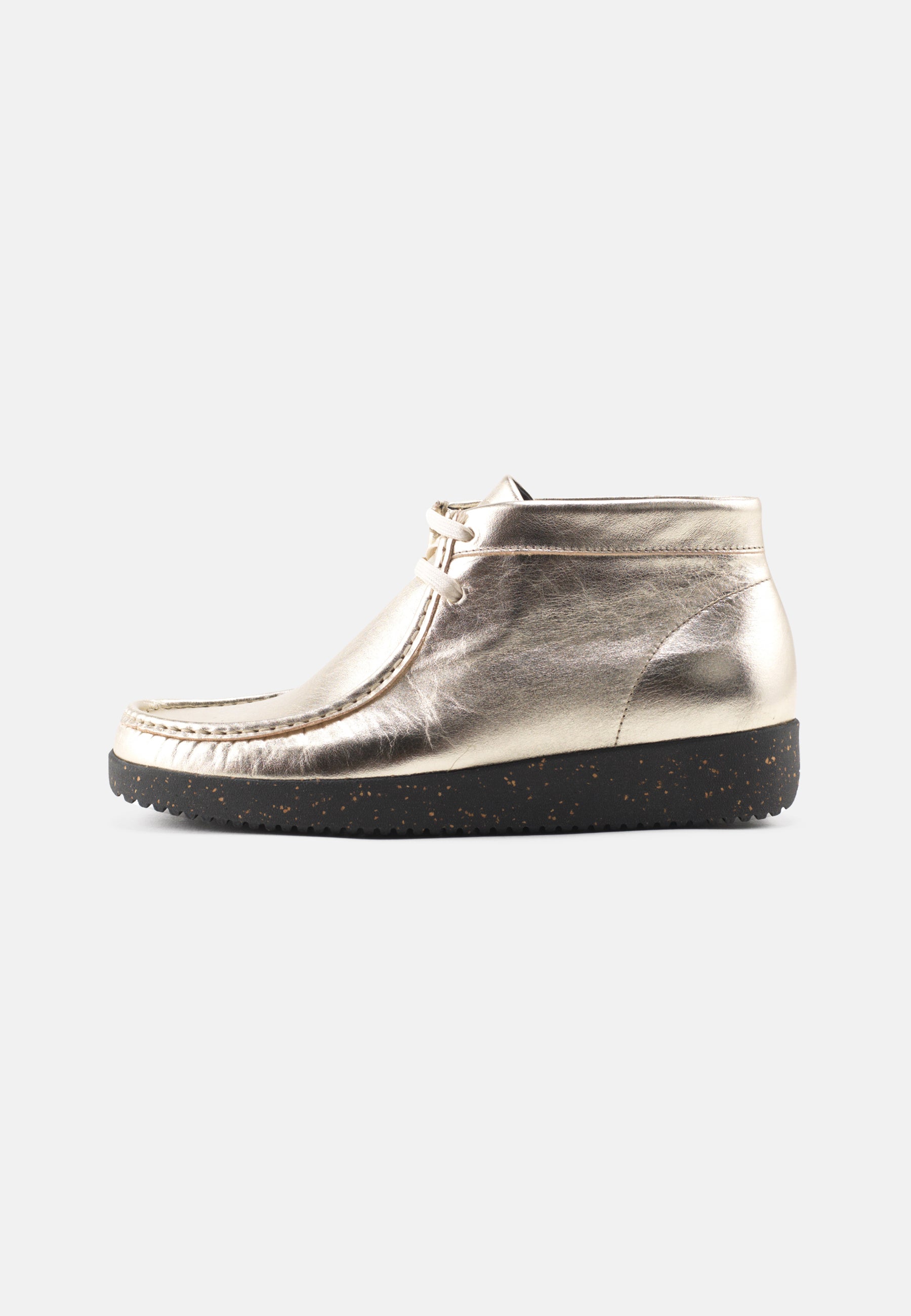 Nature Footwear Ellen snørestøvle metallic læder Guld med ydersål af naturgummi