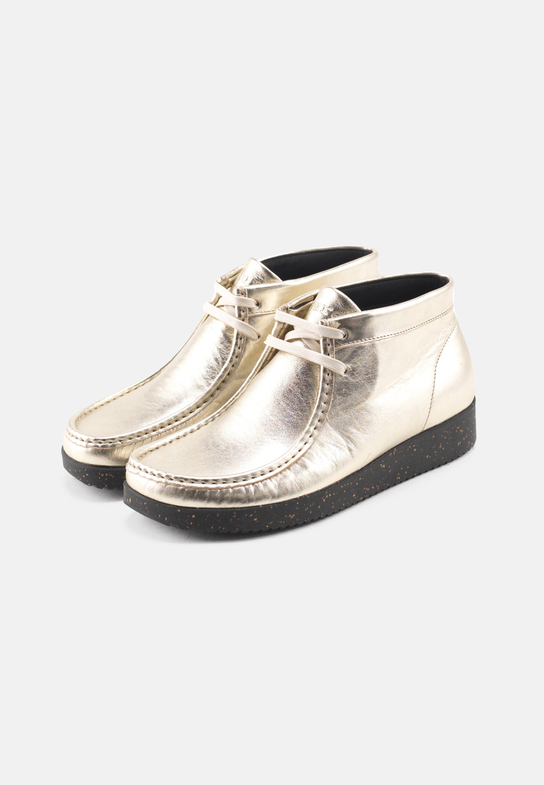 Nature Footwear Ellen snørestøvle metallic læder Guld med ydersål af naturgummi