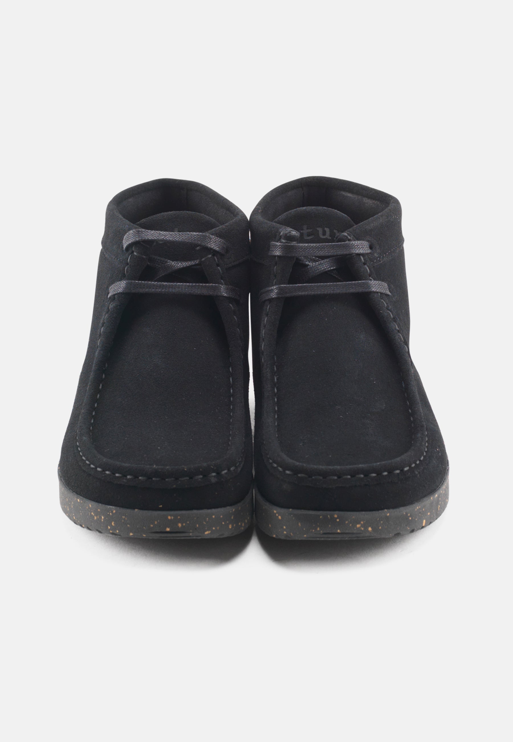 Nature Footwear Ellen snørestøvle Suede læder sort med ydersål af sort  naturgummi med korkrester