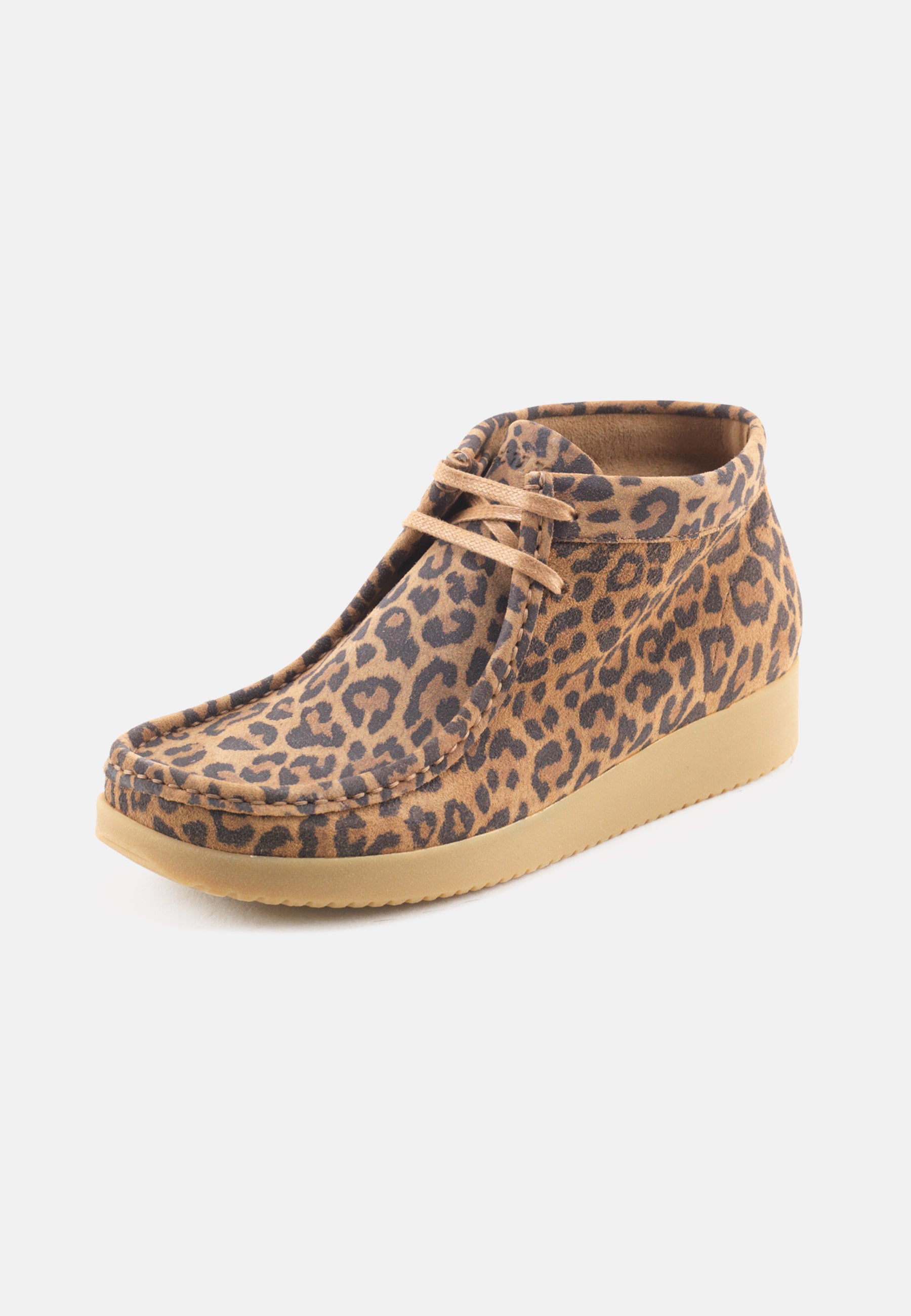Nature Footwear Ellen snørestøvle Suede læder med Leopard print og ydersål af naturgummi. 