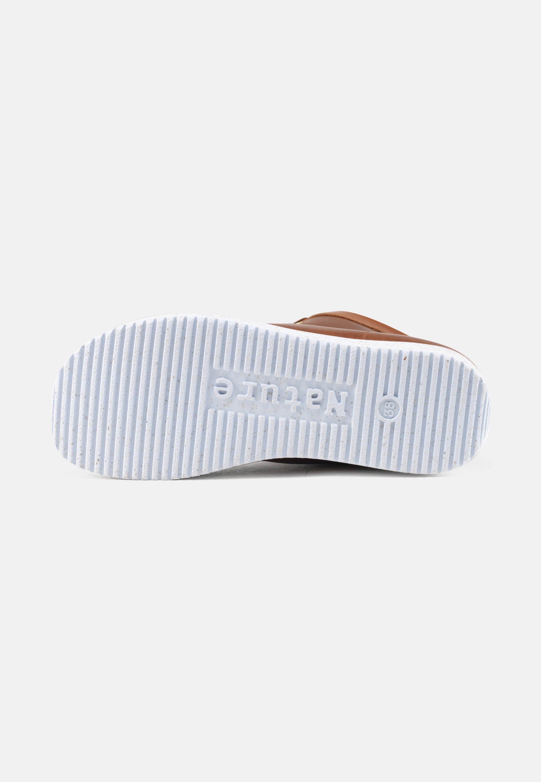 Nature Footwear Emma Snørestøvle Læder farve tobacco med ydersål i hvid naturgummi med korkrester 