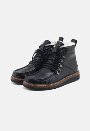Nature Footwear Gro Varmforet Støvle Leather Warm linned Boot 002 Black