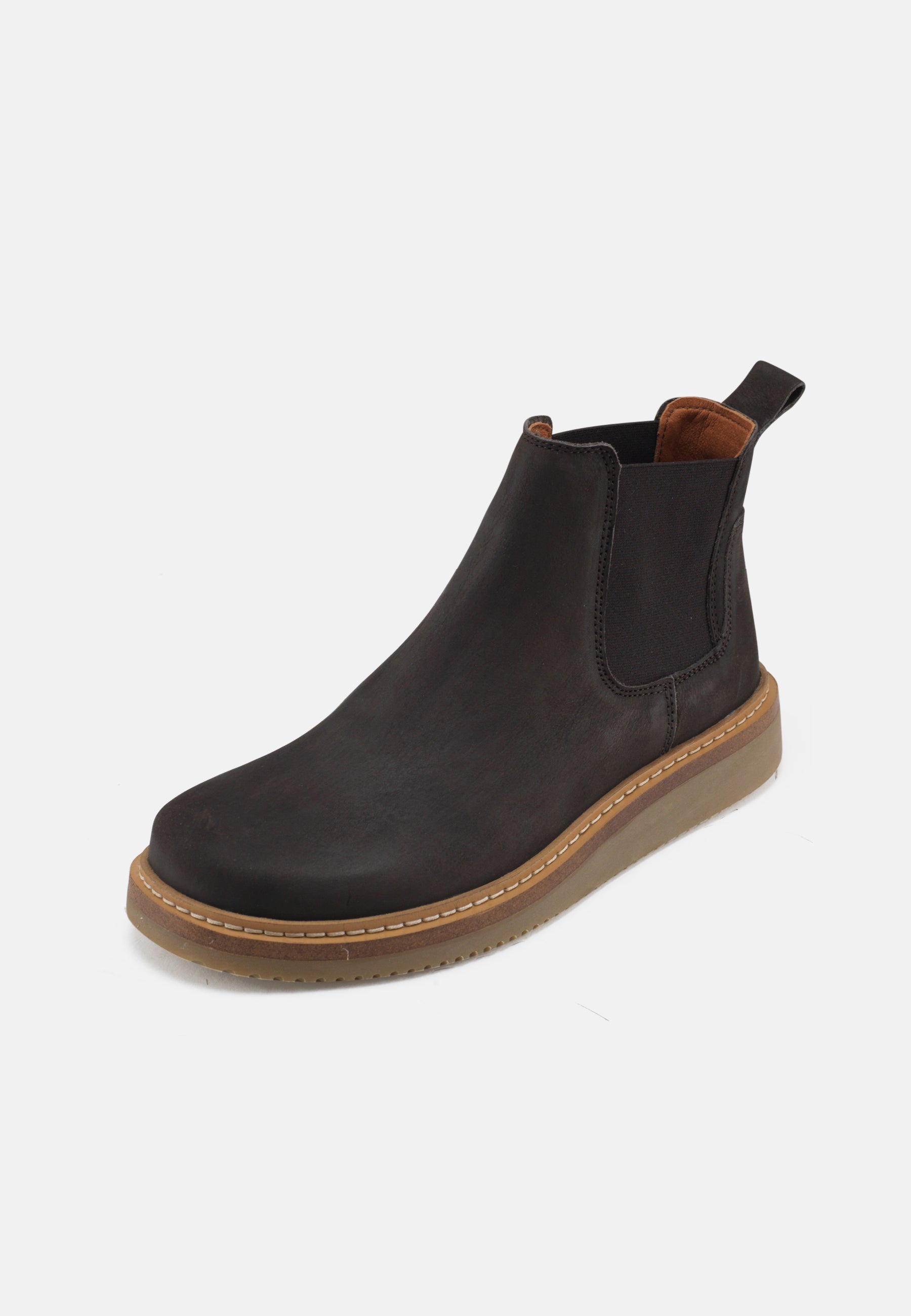 Nature Footwear Gry Støvle med elastik I siderne Nubuck læder farve Bison med ydersål af naturgummi med læderrand 