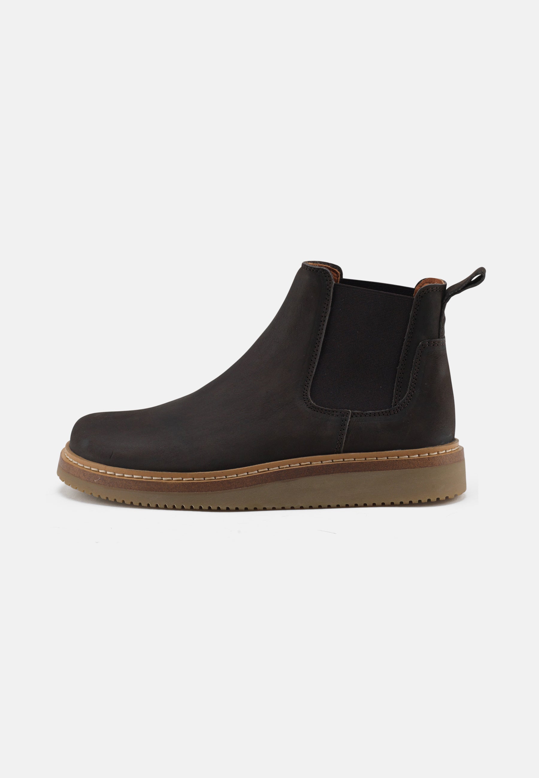 Nature Footwear Gry Støvle med elastik I siderne Nubuck læder farve Bison med ydersål af naturgummi med læderrand 