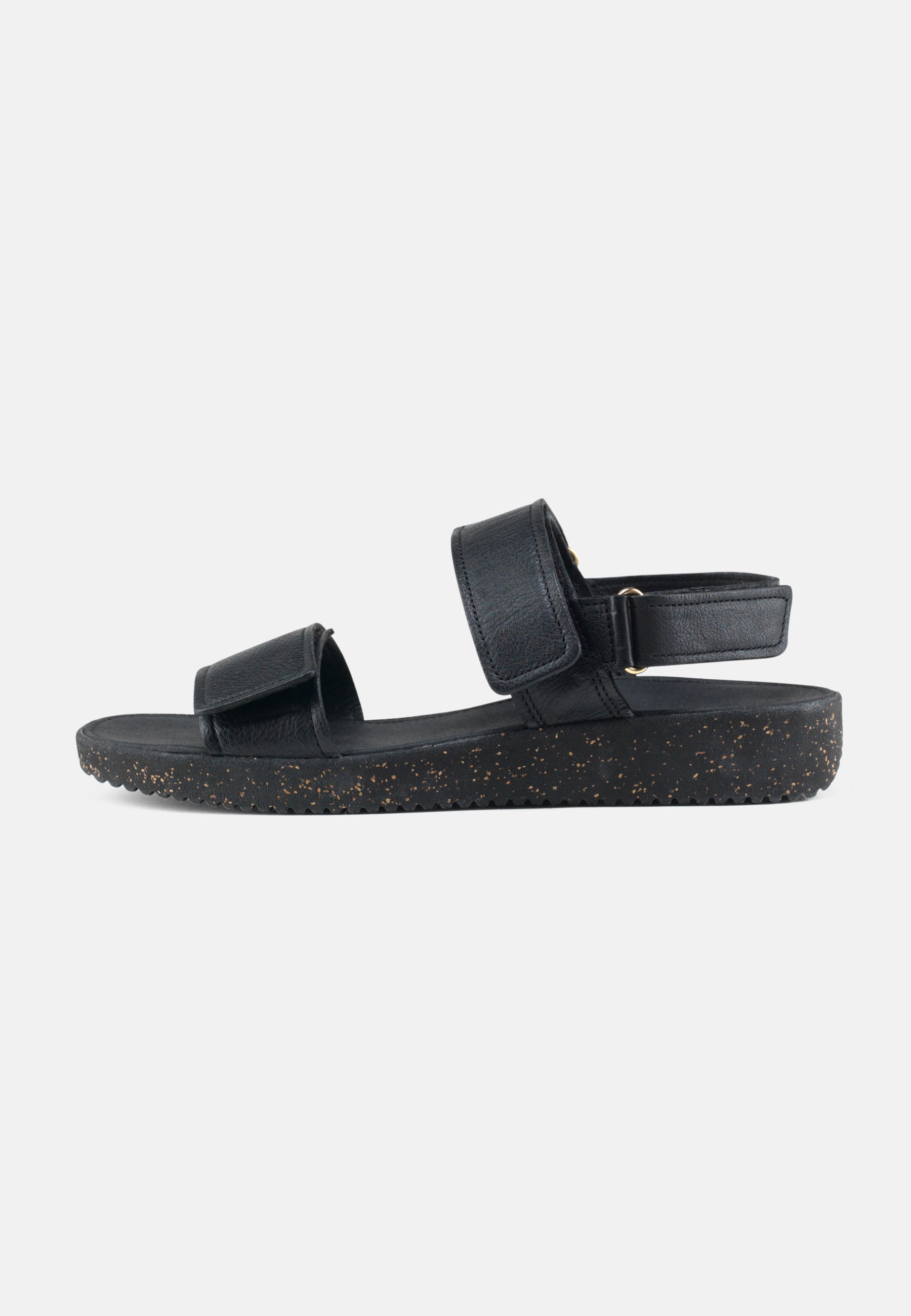 Nature Footwear Karen Sandal Læder farve sort med naturgummisål med korkrester