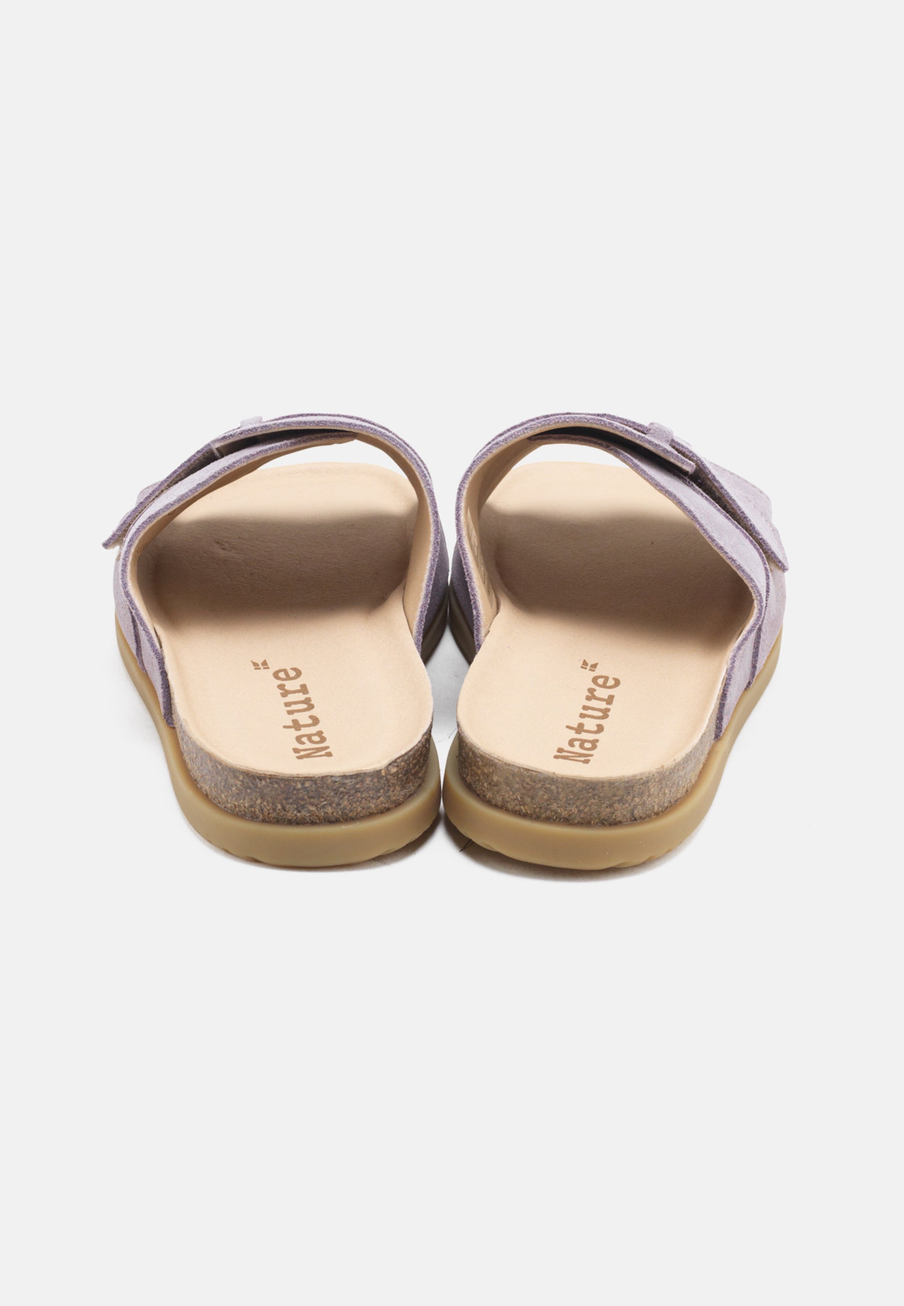 Nature Footwear Katrine Slide sandal Suede læder farve Crocus med kork fodseng og naturgummiså