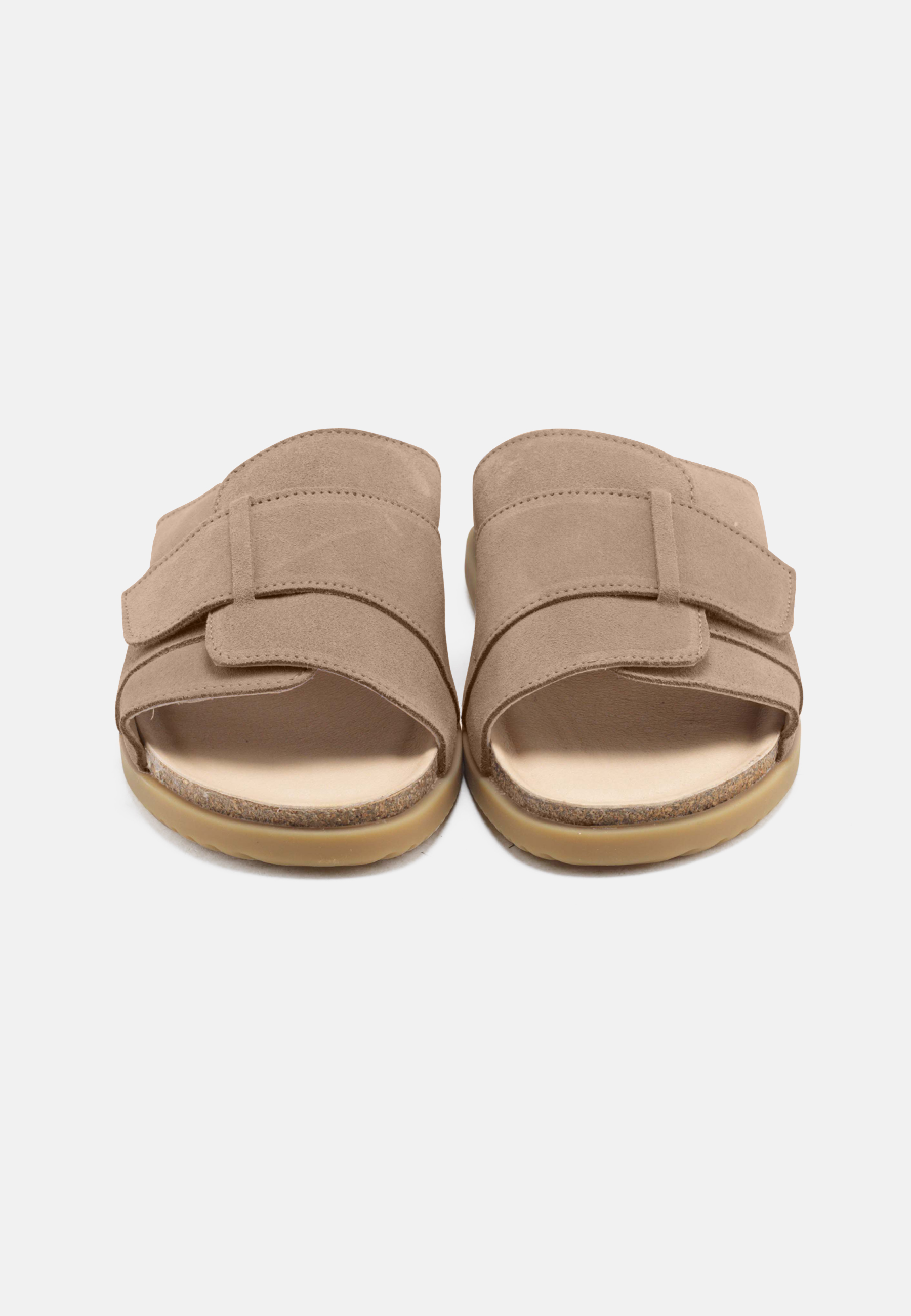 Nature Footwear Katrine Slide sandal Suede læder farve Moonrock med kork fodseng og naturgummisål