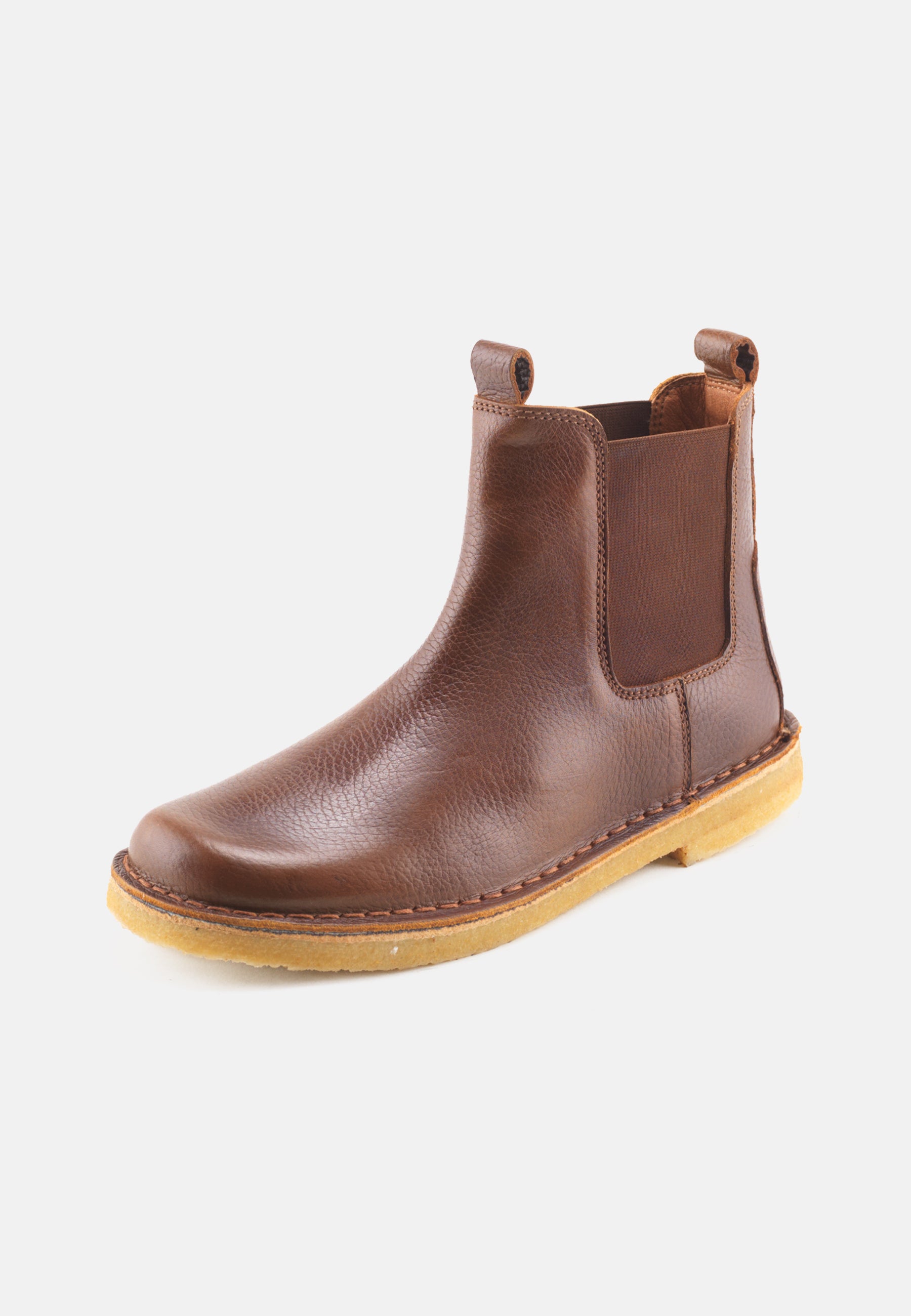 Nature Footwear Laura Støvle med elastik i siderne Læder farve Tobacco med ydersål af ægte rågummi