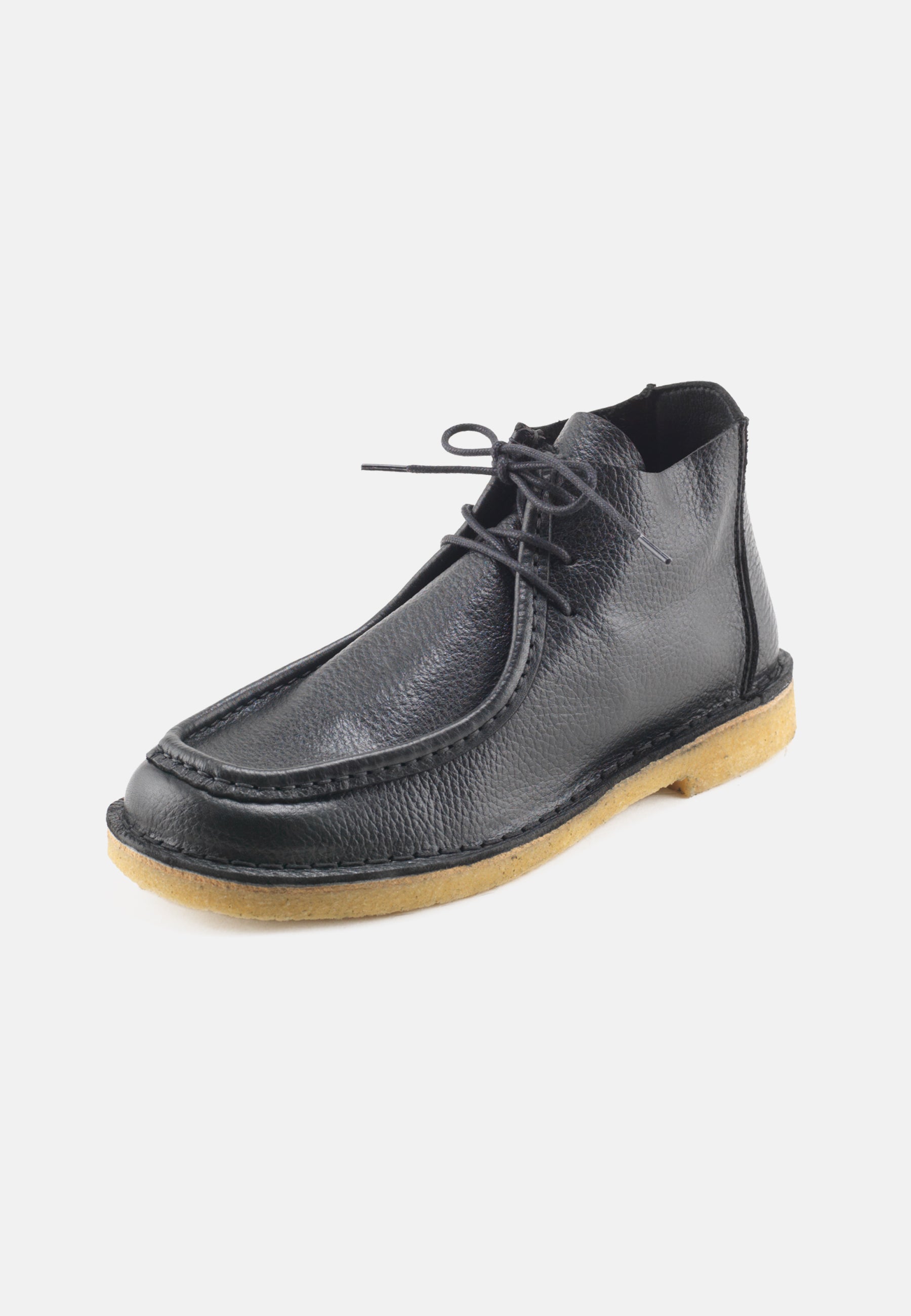 Nature Footwear Lea Snørestøvle Læder farve Black med ydersål af ægte rågummi