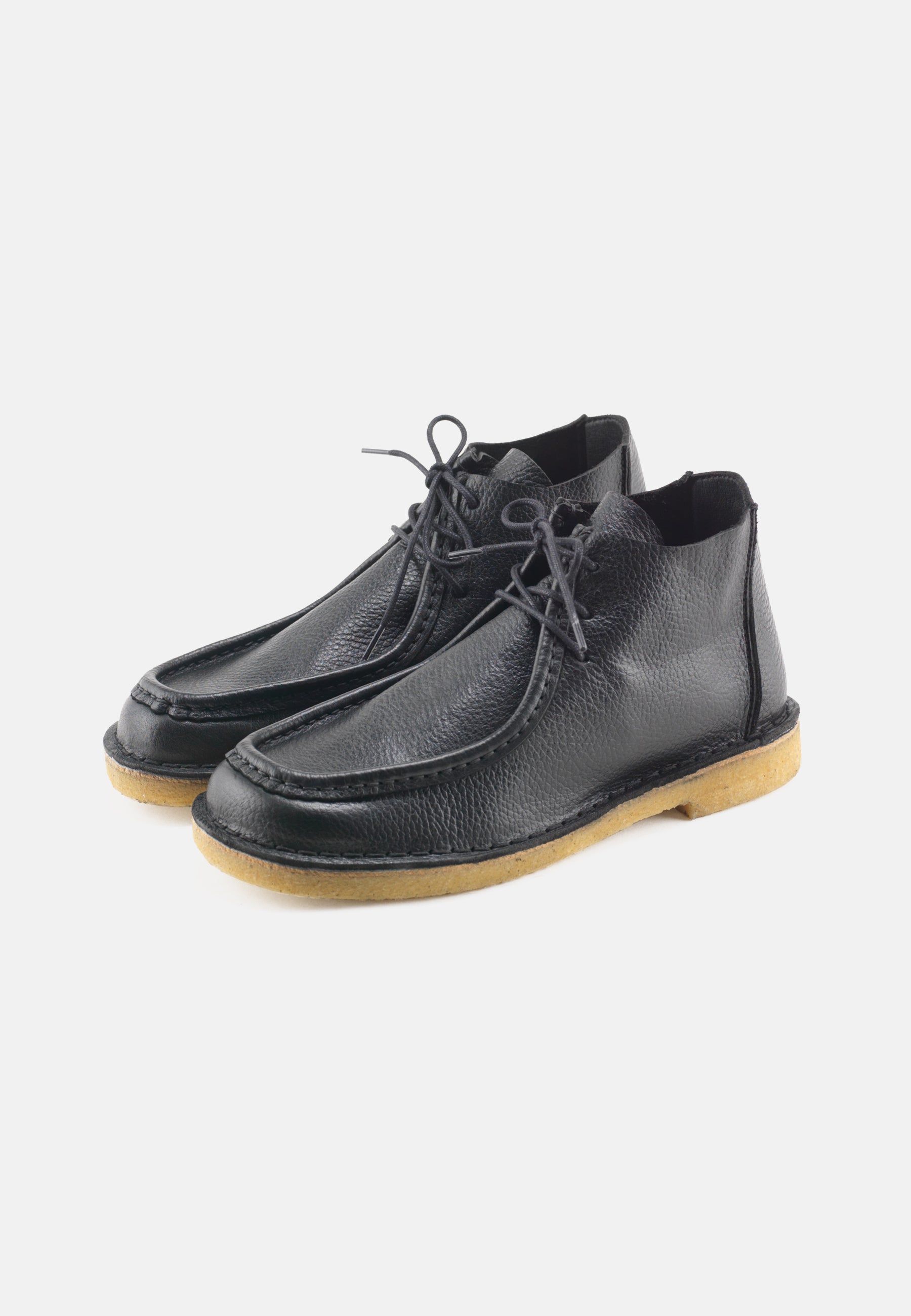 Nature Footwear Lea Snørestøvle Læder farve Black med ydersål af ægte rågummi