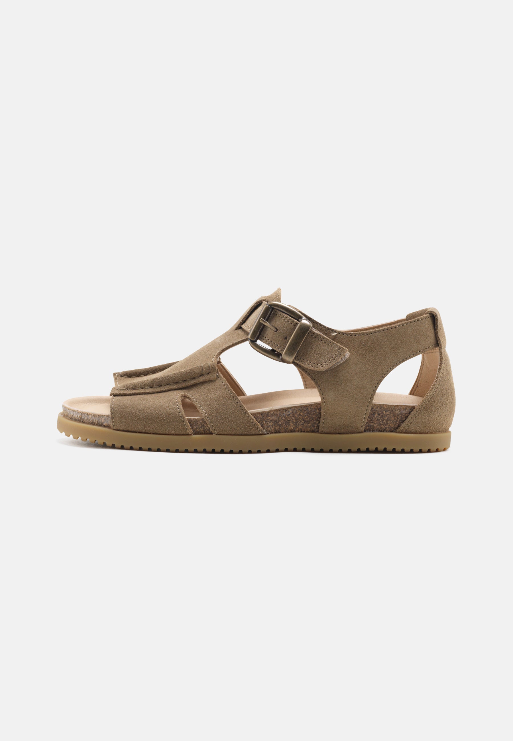 Nature Footwear Lene Sandal med lukket hæl i Suede læder farve Moonrock med kork fodseng og ydersål af naturgummi