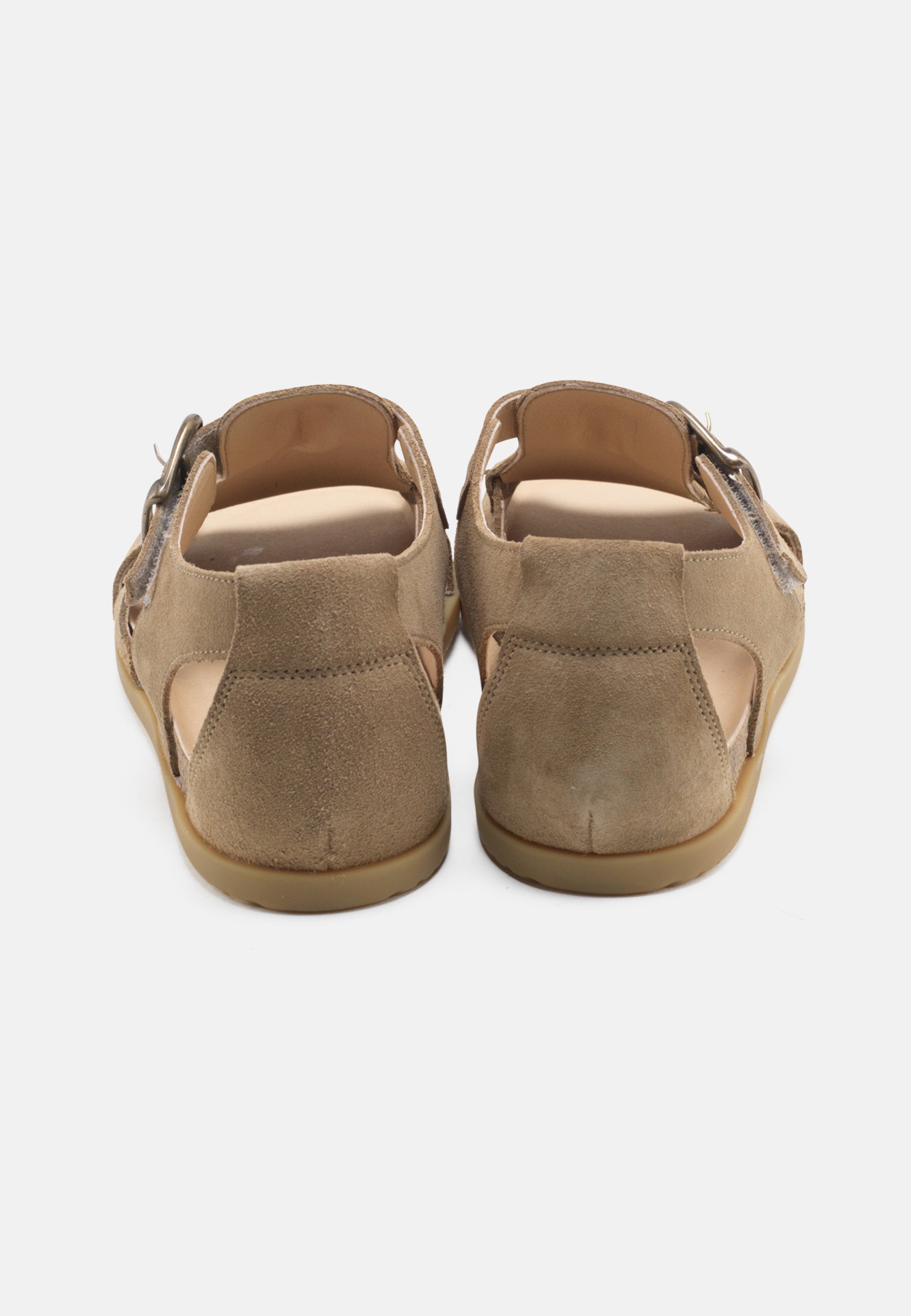 Nature Footwear Lene Sandal med lukket hæl i Suede læder farve Moonrock med kork fodseng og ydersål af naturgummi