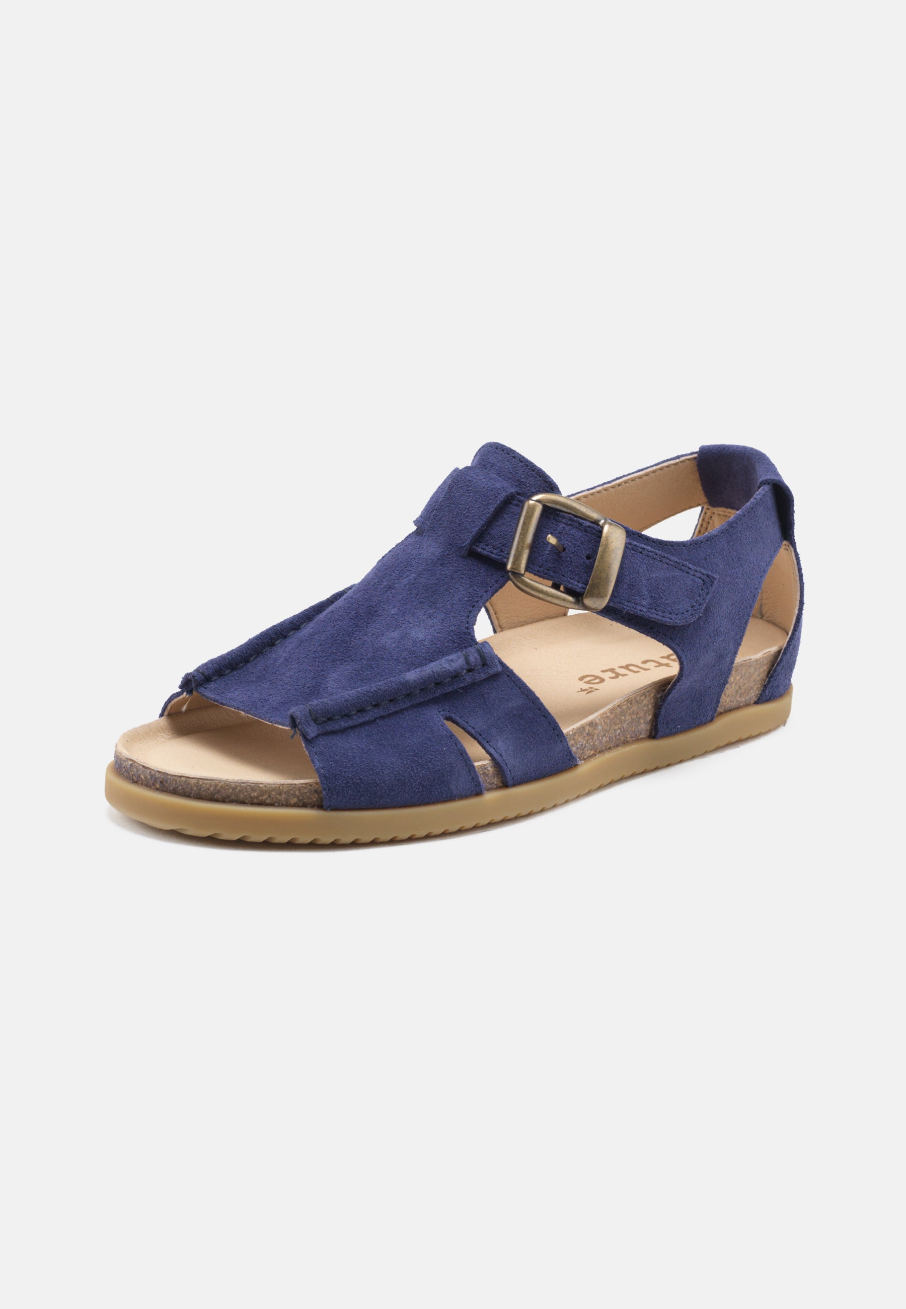 Nature Footwear Lene Sandal med lukket hæl i Suede læder farve Clematis med kork fodseng og ydersål af naturgummi