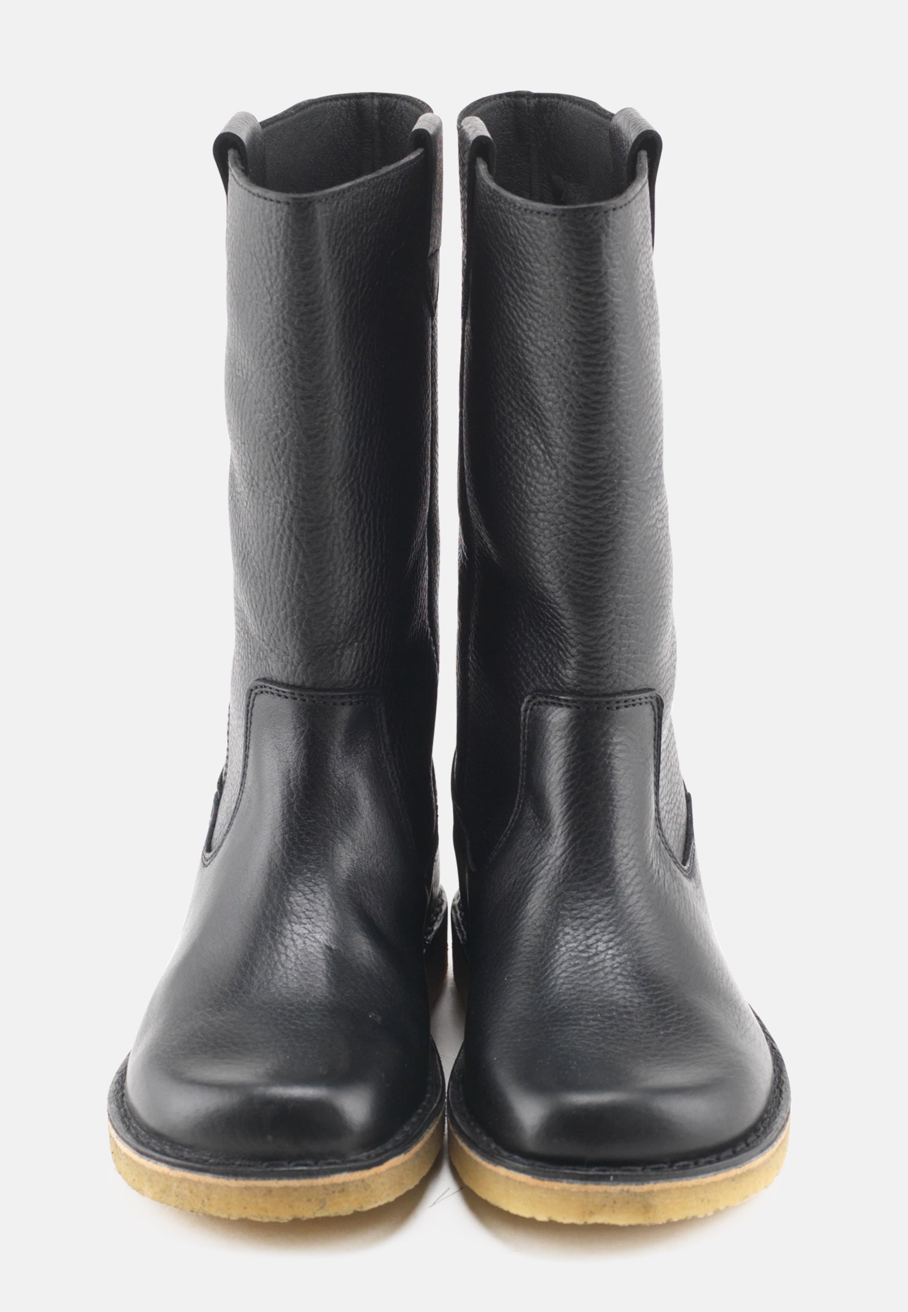 Nature Footwear Luna Pull on støvle med lynlås på indersiden i Læder farve Black med ægte rågummisål
