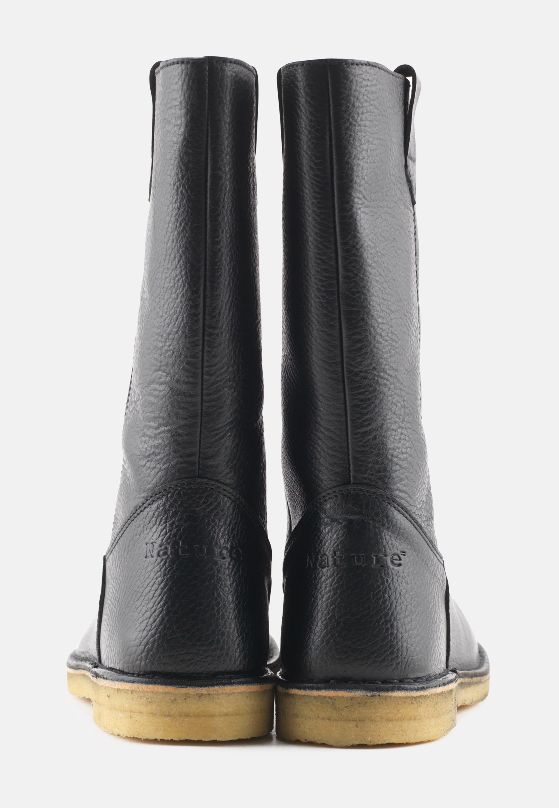 Nature Footwear Luna Pull on støvle med lynlås på indersiden i Læder farve Black med ægte rågummisål