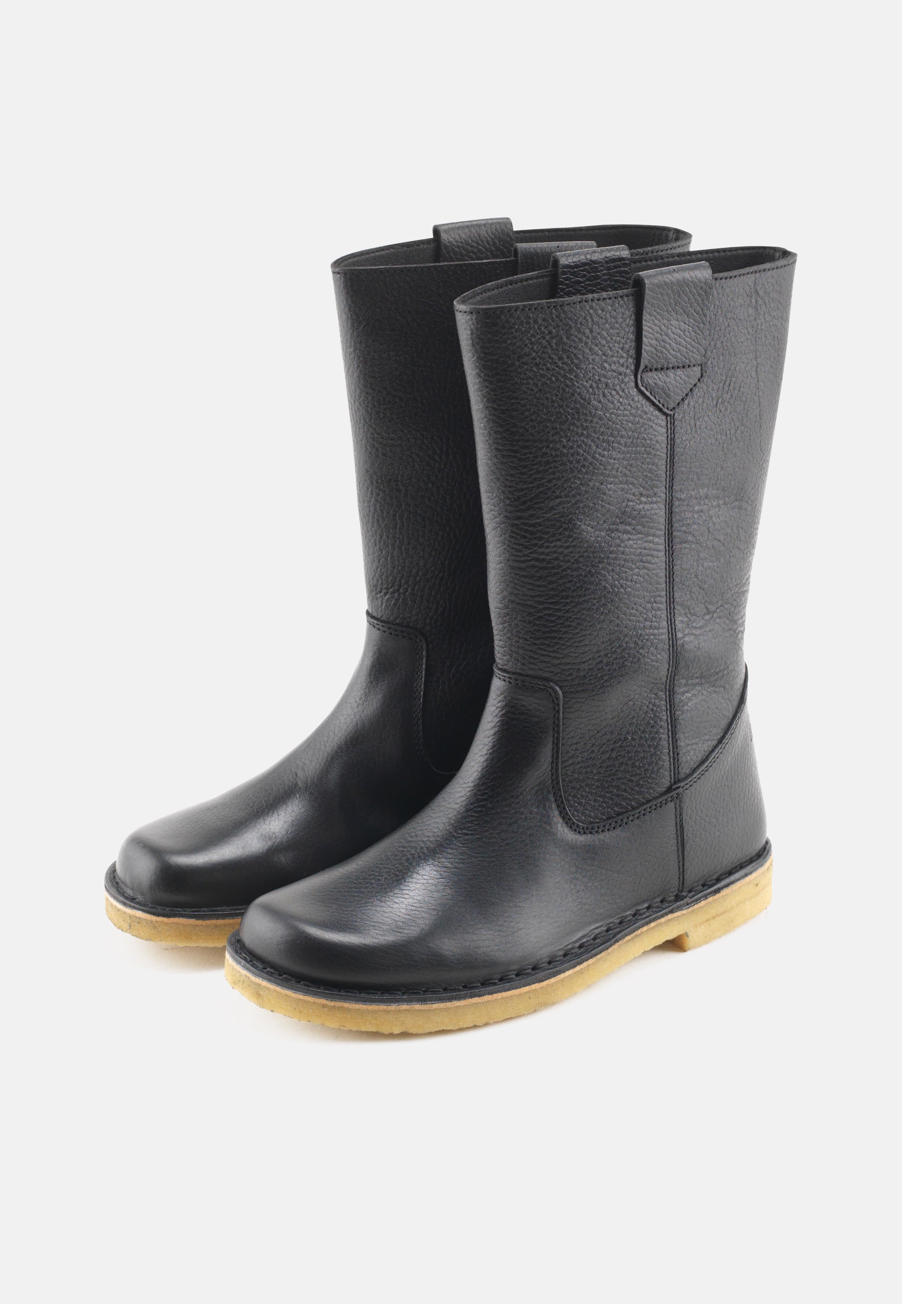 Nature Footwear Luna Pull on støvle med lynlås på indersiden i Læder farve Black med ægte rågummisål