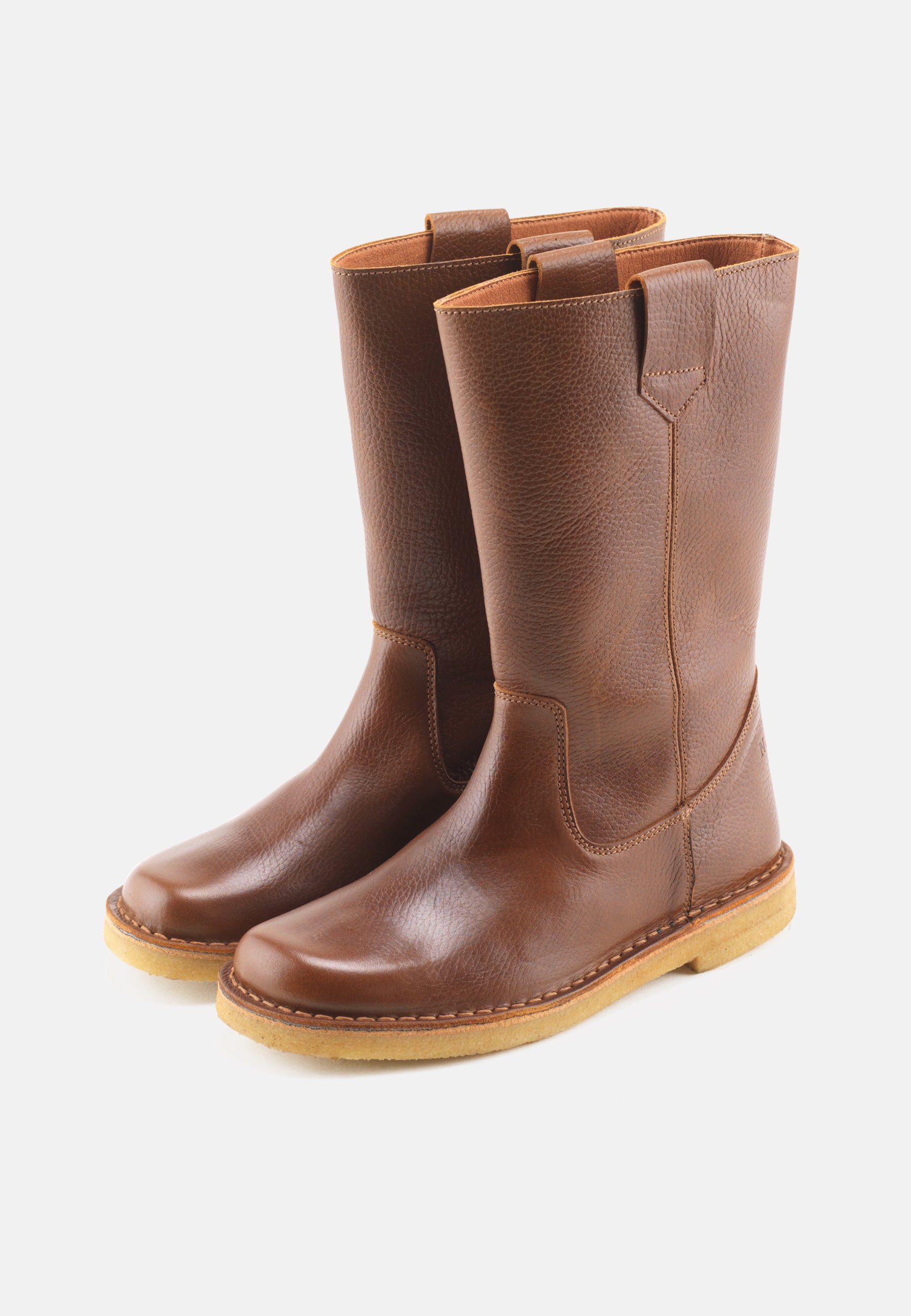 Nature Footwear Luna Pull on støvle med lynlås på indersiden i Læder farve Tobacco med ægte rågummisål